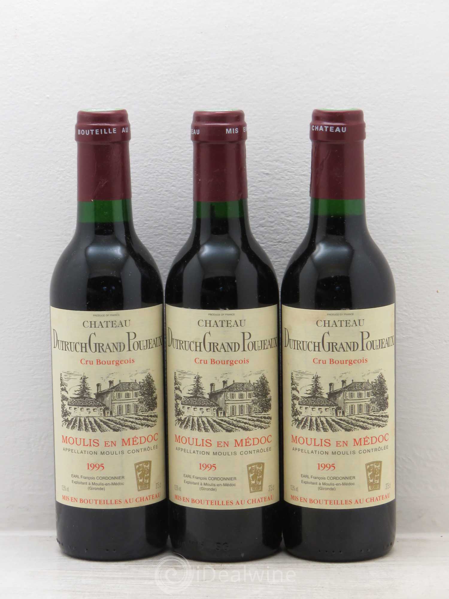 Château Dutruch Grand Poujeaux Cru Bourgeois (sans prix de réserve) 1995 - Lot de 3 demi bouteilles - 0