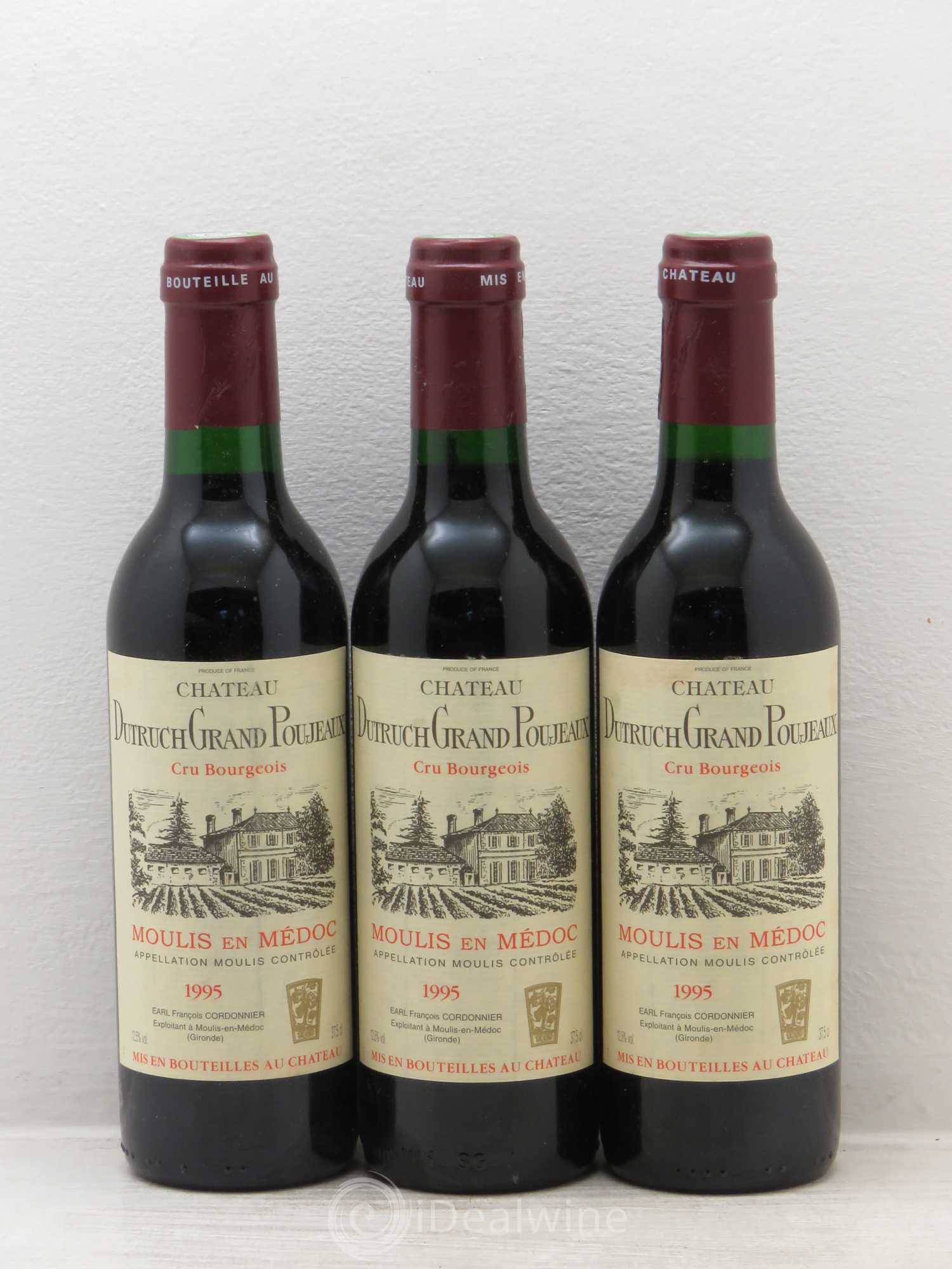 Château Dutruch Grand Poujeaux Cru Bourgeois (sans prix de réserve) 1995 - Lot de 3 demi bouteilles - 0
