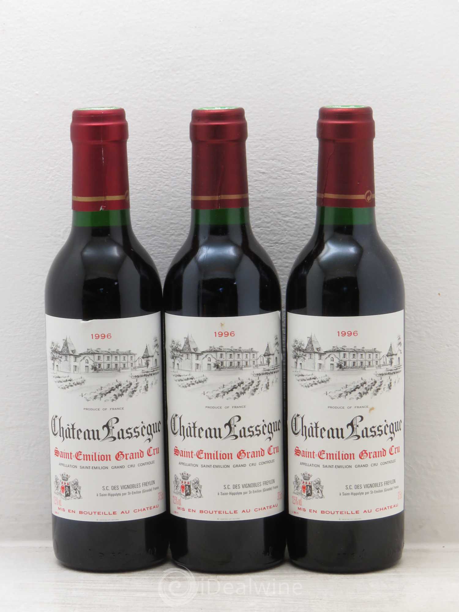 Saint-Émilion Château Lassegue (sans prix de réserve) 1996 - Posten von 3 Demi-Flaschen - 0