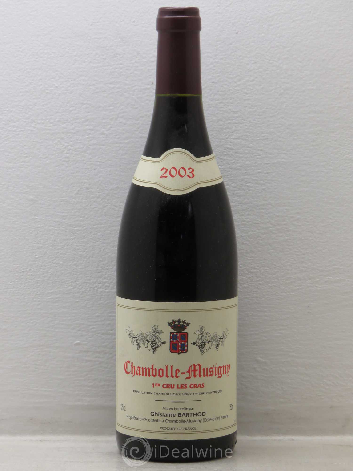 Chambolle-Musigny 1er Cru Les Cras Ghislaine Barthod 2003 - Lot de 1 bouteille - 0