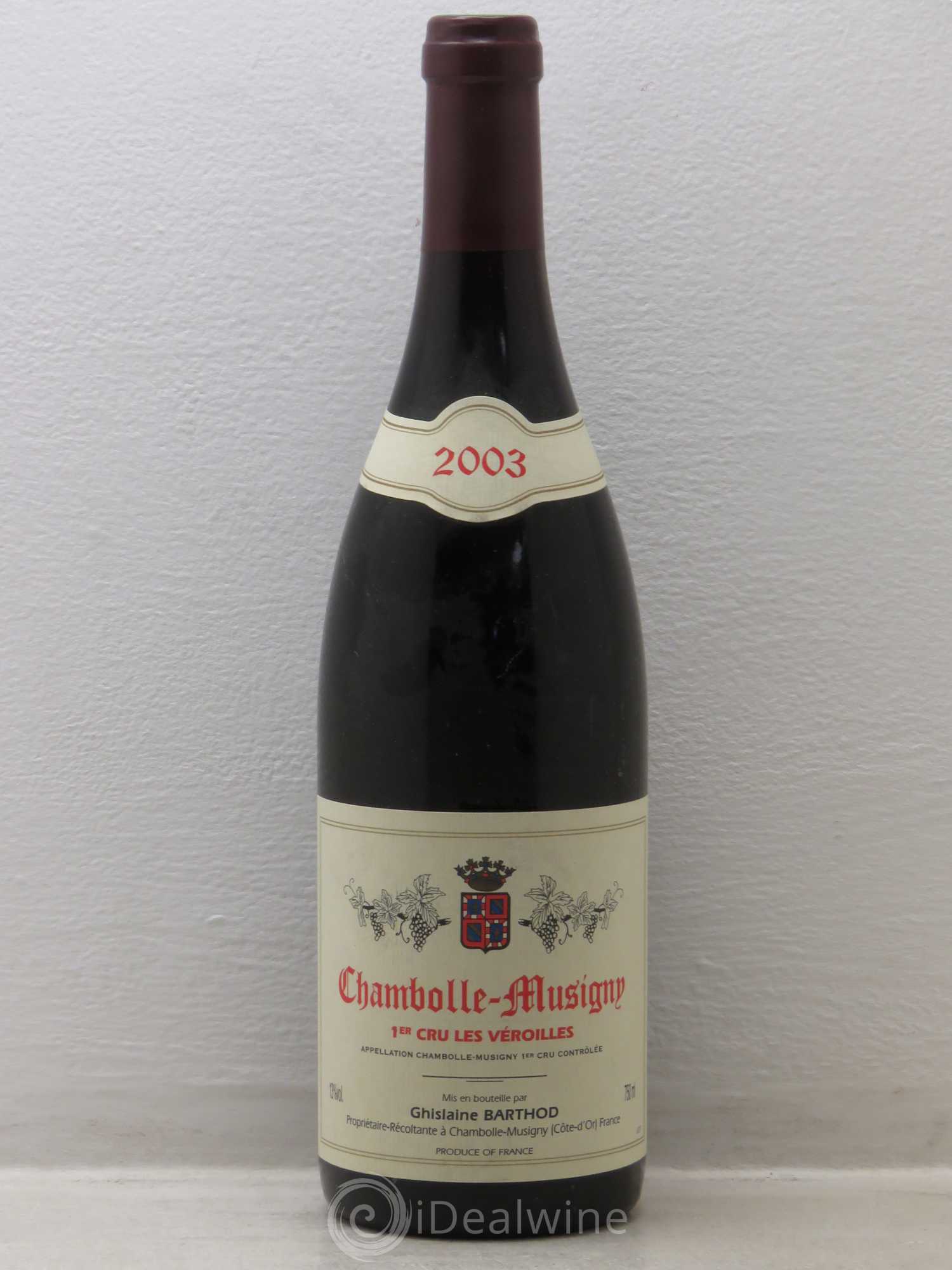Chambolle-Musigny 1er Cru Les Véroilles Ghislaine Barthod 2003 - Lot de 1 bouteille - 0