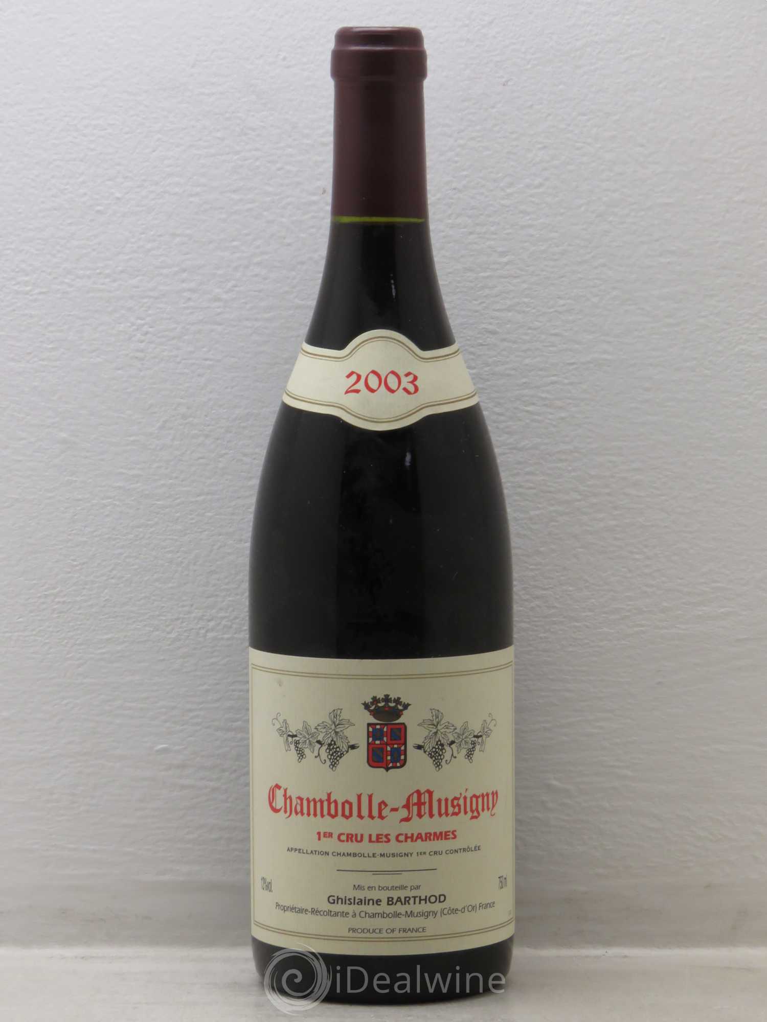 Chambolle-Musigny 1er Cru Les Charmes Ghislaine Barthod 2003 - Lot de 1 bouteille - 0