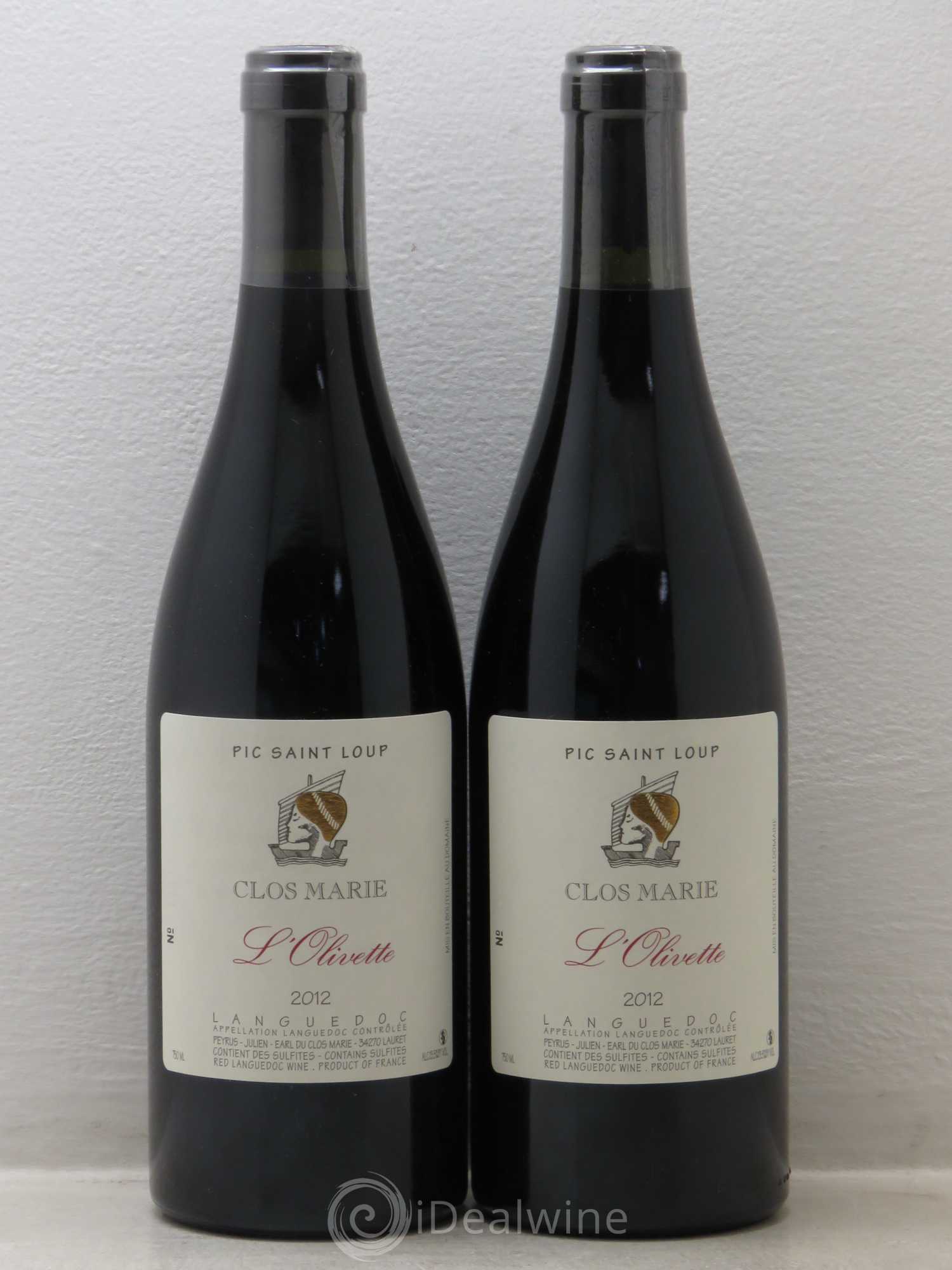 Pic Saint-Loup Clos Marie Olivette Christophe Peyrus et Françoise Julien 2012 - Lot de 2 bouteilles - 0