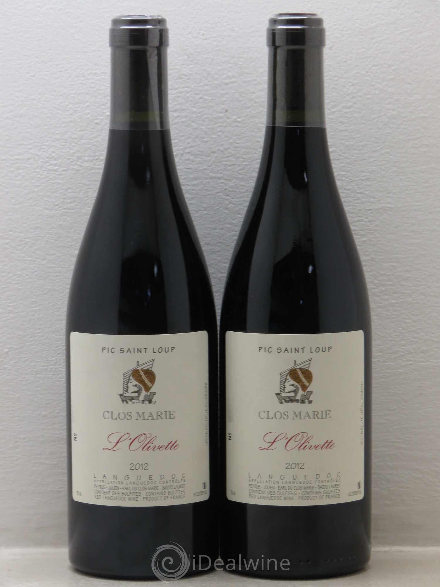 Pic Saint-Loup Clos Marie Olivette Christophe Peyrus et Françoise Julien 2012 - Lot de 2 bouteilles - 0