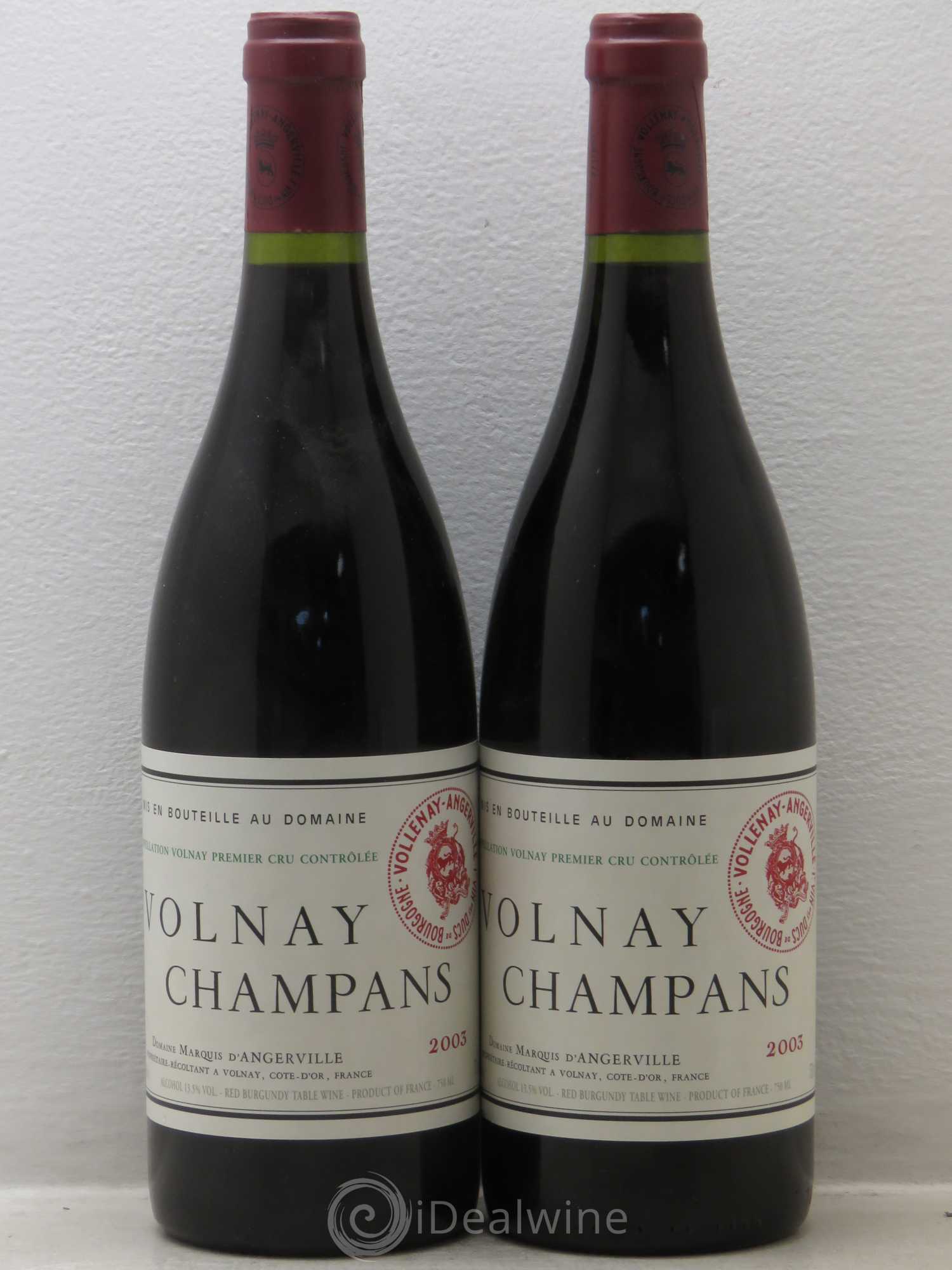 Volnay 1er Cru Champans Marquis d'Angerville (Domaine) 2003 - Lot de 2 bouteilles - 0