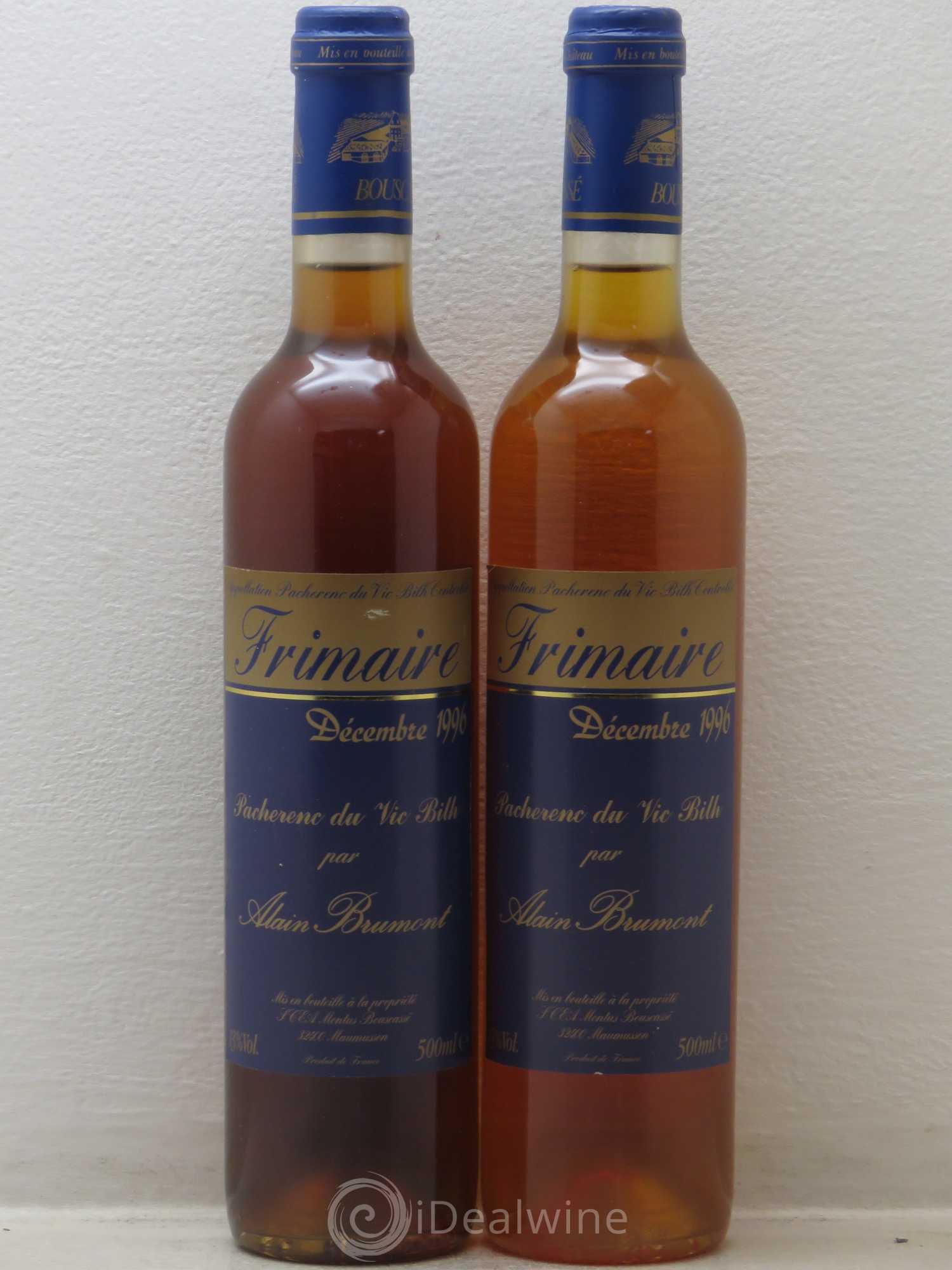 Pacherenc du Vic-Bilh Château Bouscassé Frimaire Alain Brumont 1996 - Lotto di 2 fillette - 0