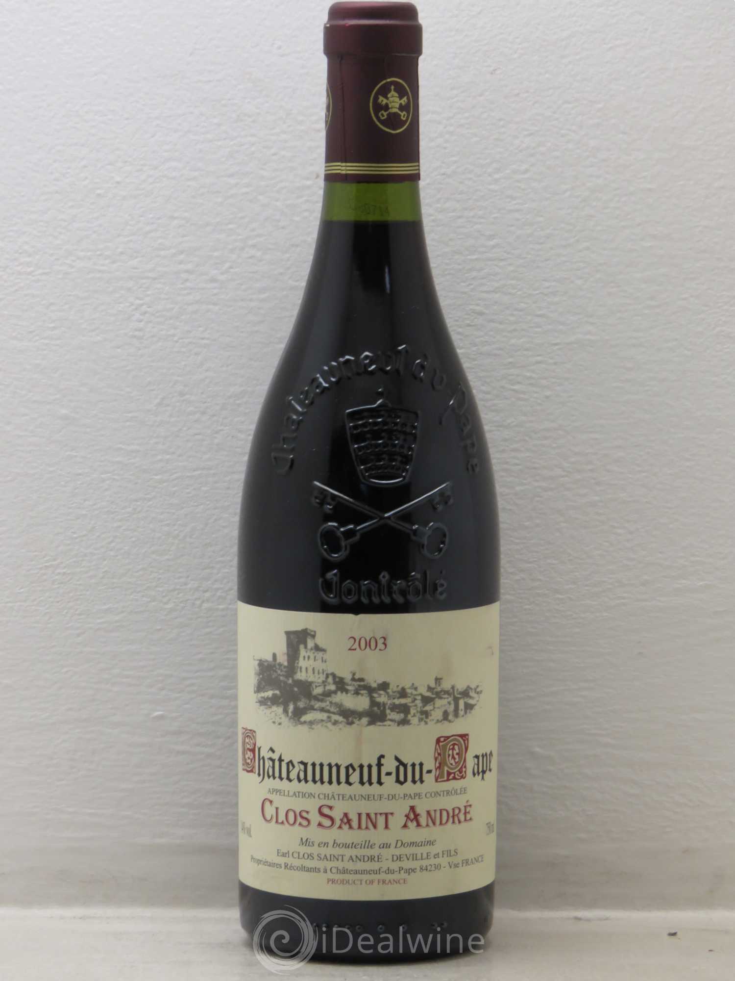 Châteauneuf-du-Pape Saint André (sans prix de réserve) 2003 - Posten von 1 Flasche - 0