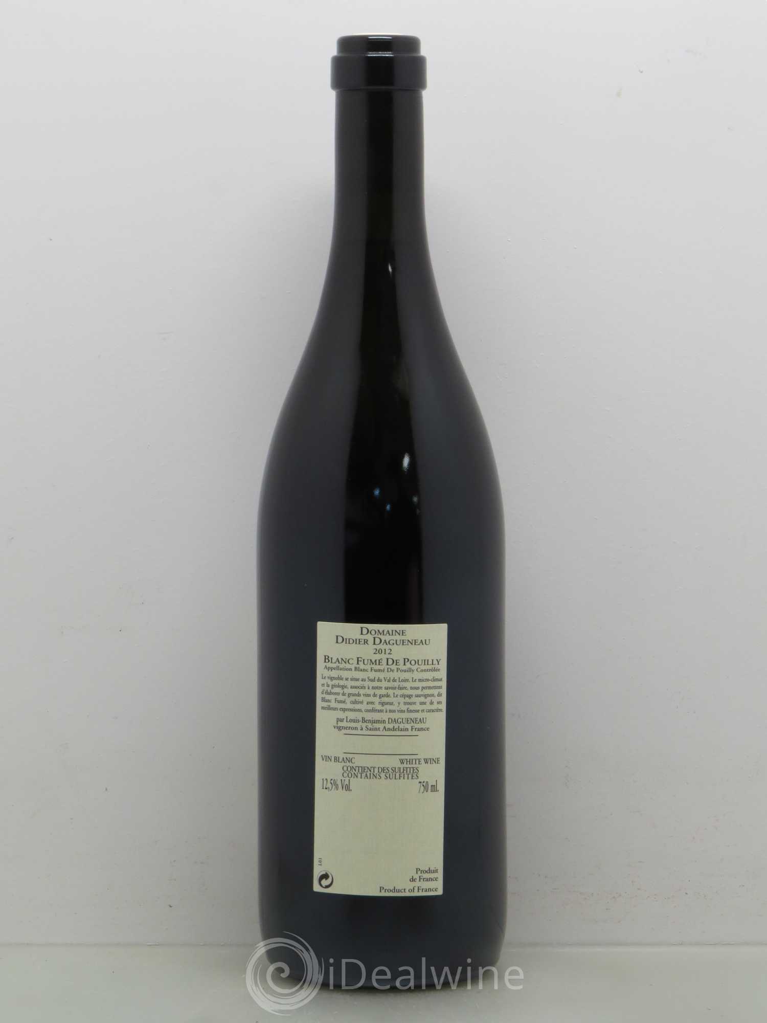 Pouilly-Fumé Blanc Fumé de Pouilly Dagueneau (Domaine Didier - Louis-Benjamin) 2012 - Lot de 1 bouteille - 1