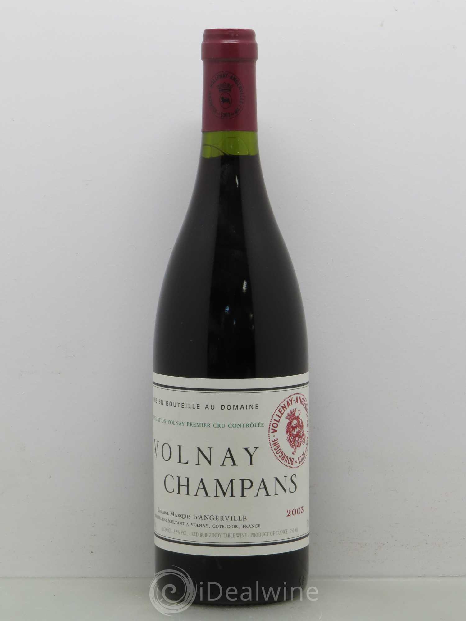Volnay 1er Cru Champans Marquis d'Angerville (Domaine) 2003 - Lot de 1 bouteille - 0
