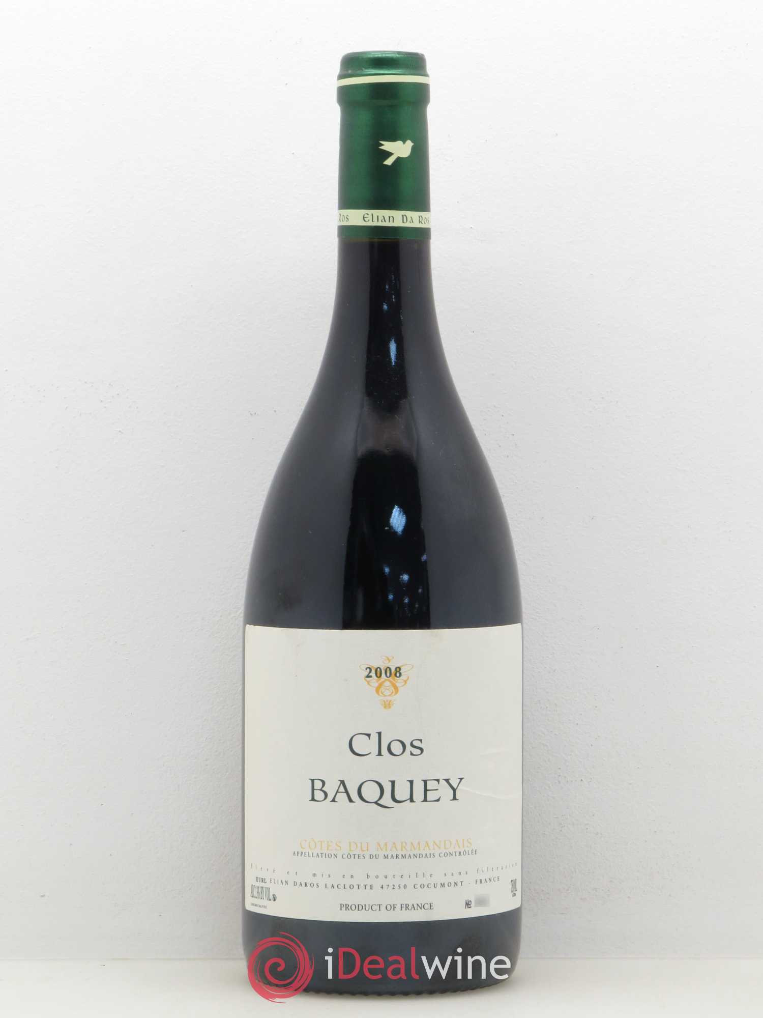 Côtes du Marmandais Elian Da Ros (Domaine) Clos Baquey (sans prix de réserve) 2008 - Lotto di 1 bottiglia - 0
