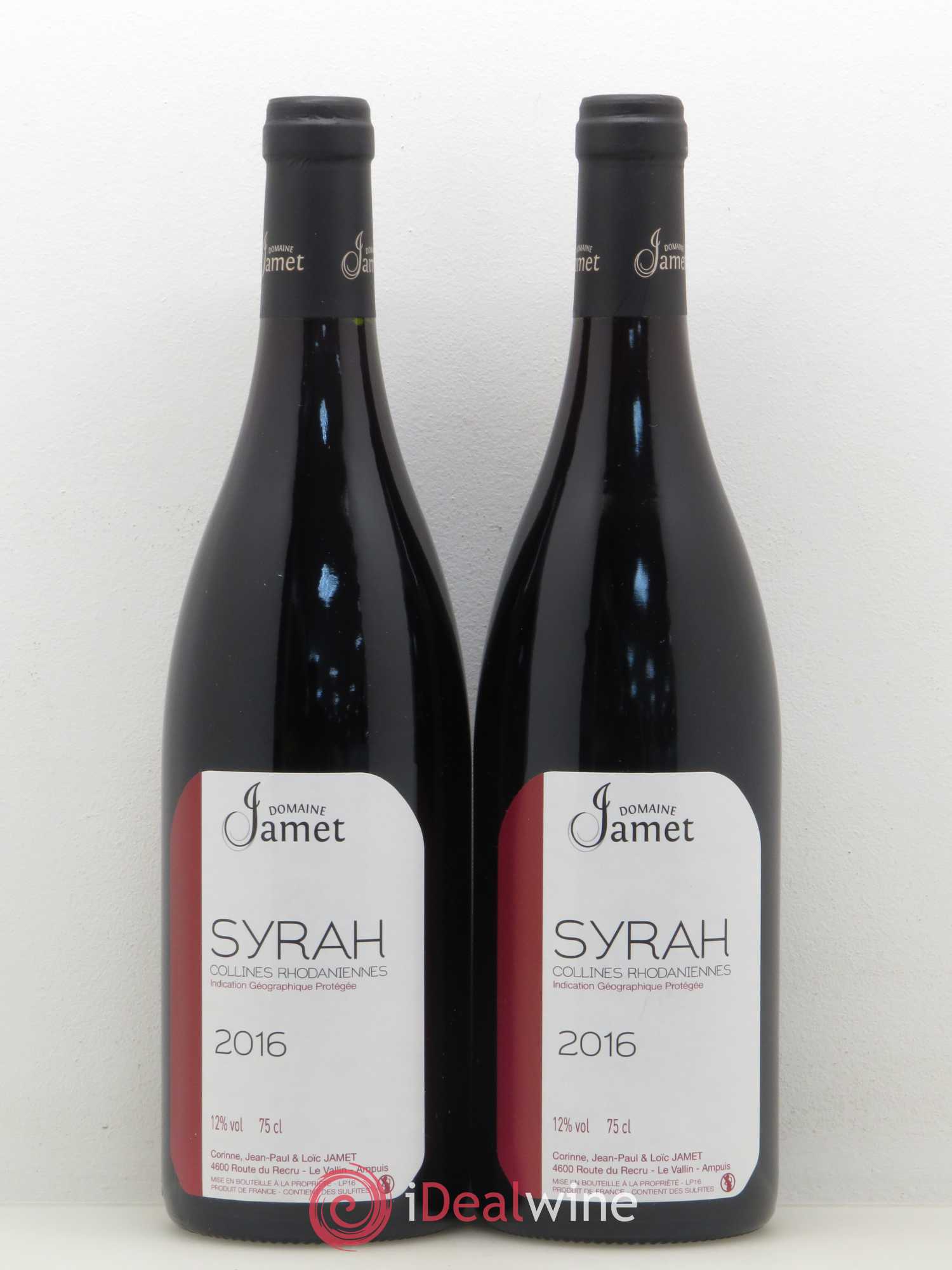 Rhône IGP Collines Rhodaniennes Syrah Domaine Jamet (sans prix de réserve) 2016 - Posten von 2 Flaschen - 0