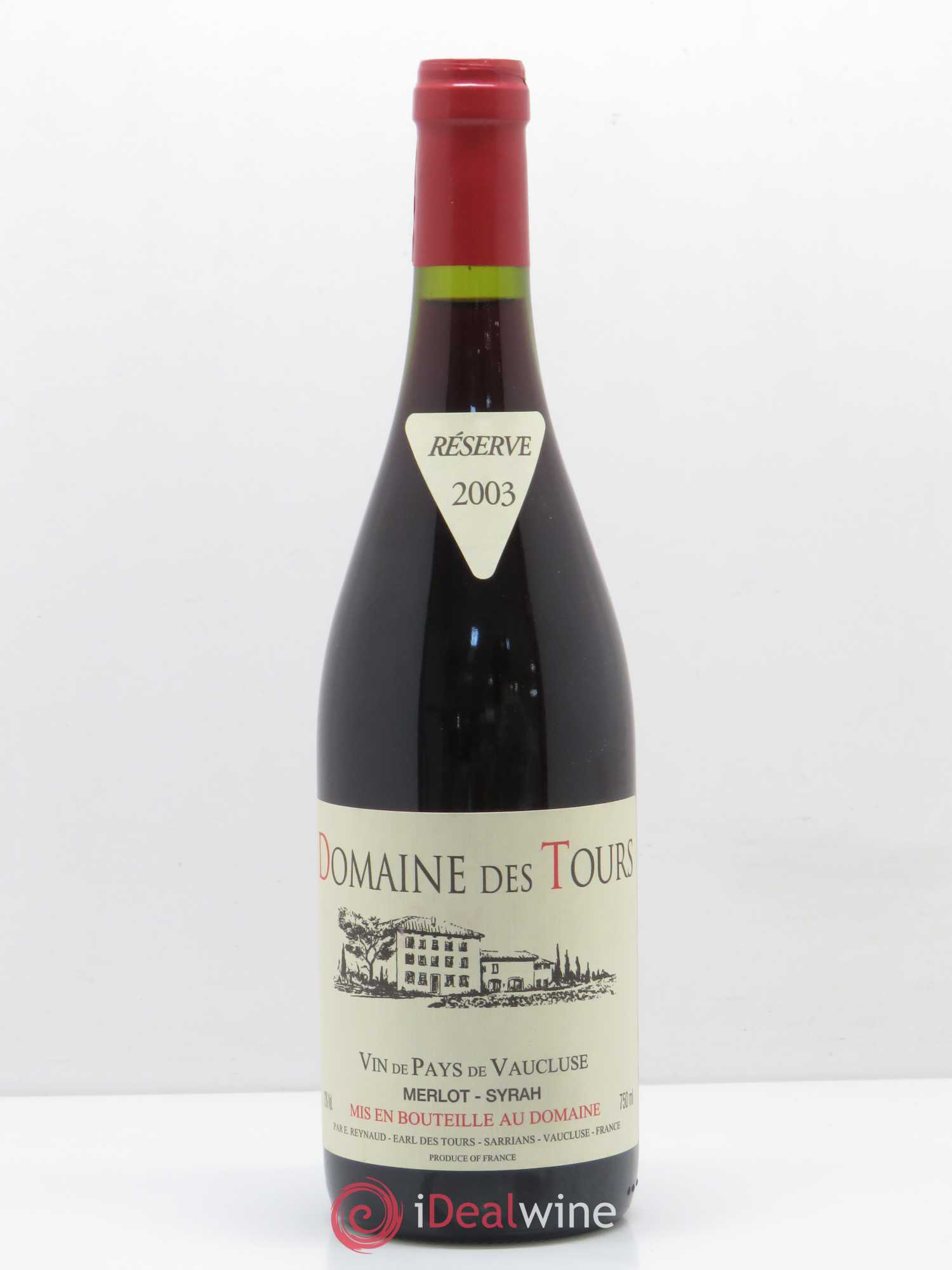 Vaucluse (Vin de Pays de Vaucluse) Domaine des Tours Emmanuel Reynaud Cuvée merlot Syrah 2003 - Lot de 1 bouteille - 0