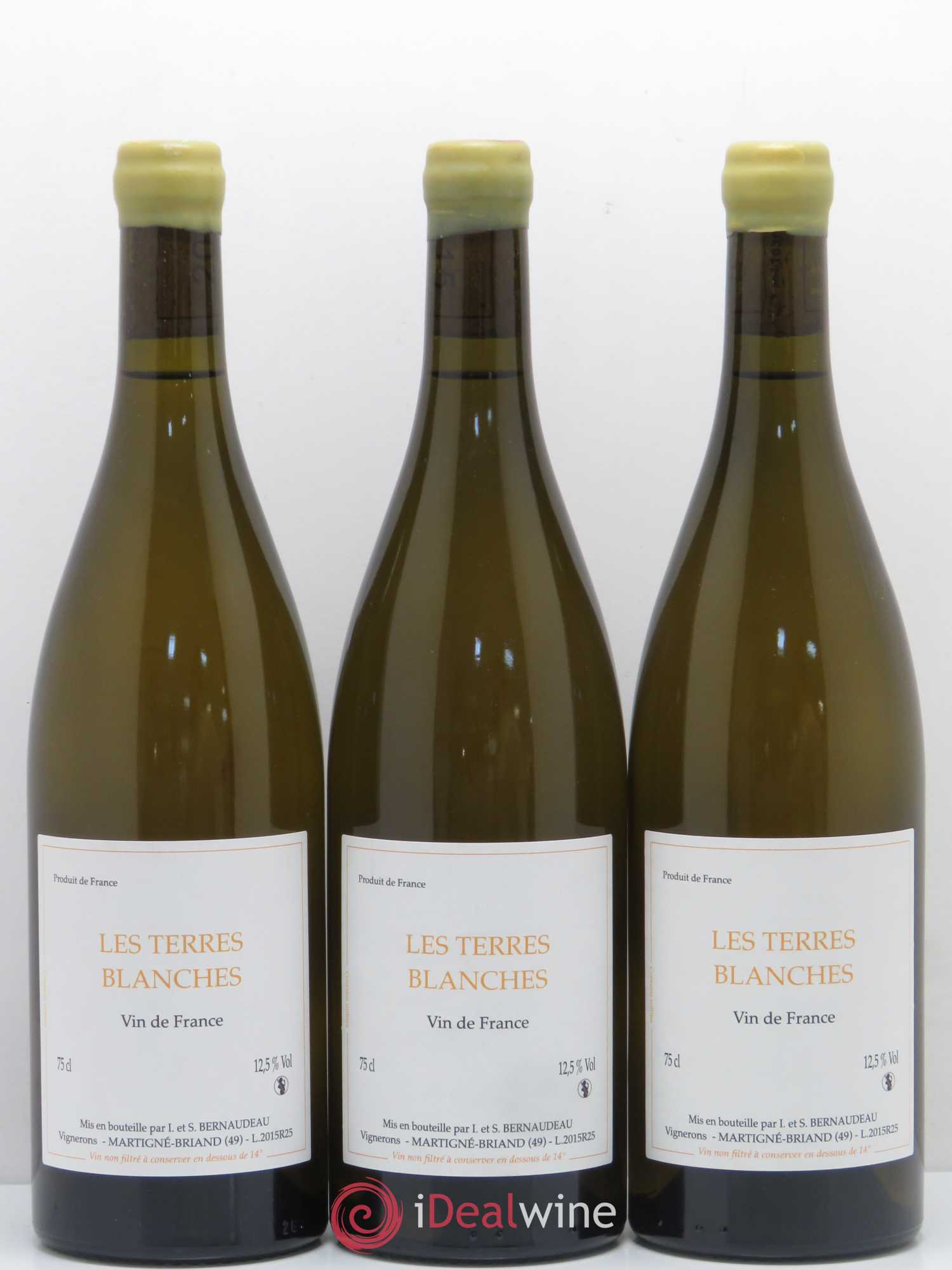 Vin de France Les Terres Blanches Stéphane Bernaudeau (sans prix de réserve) 2015 - Lot de 3 bouteilles - 0