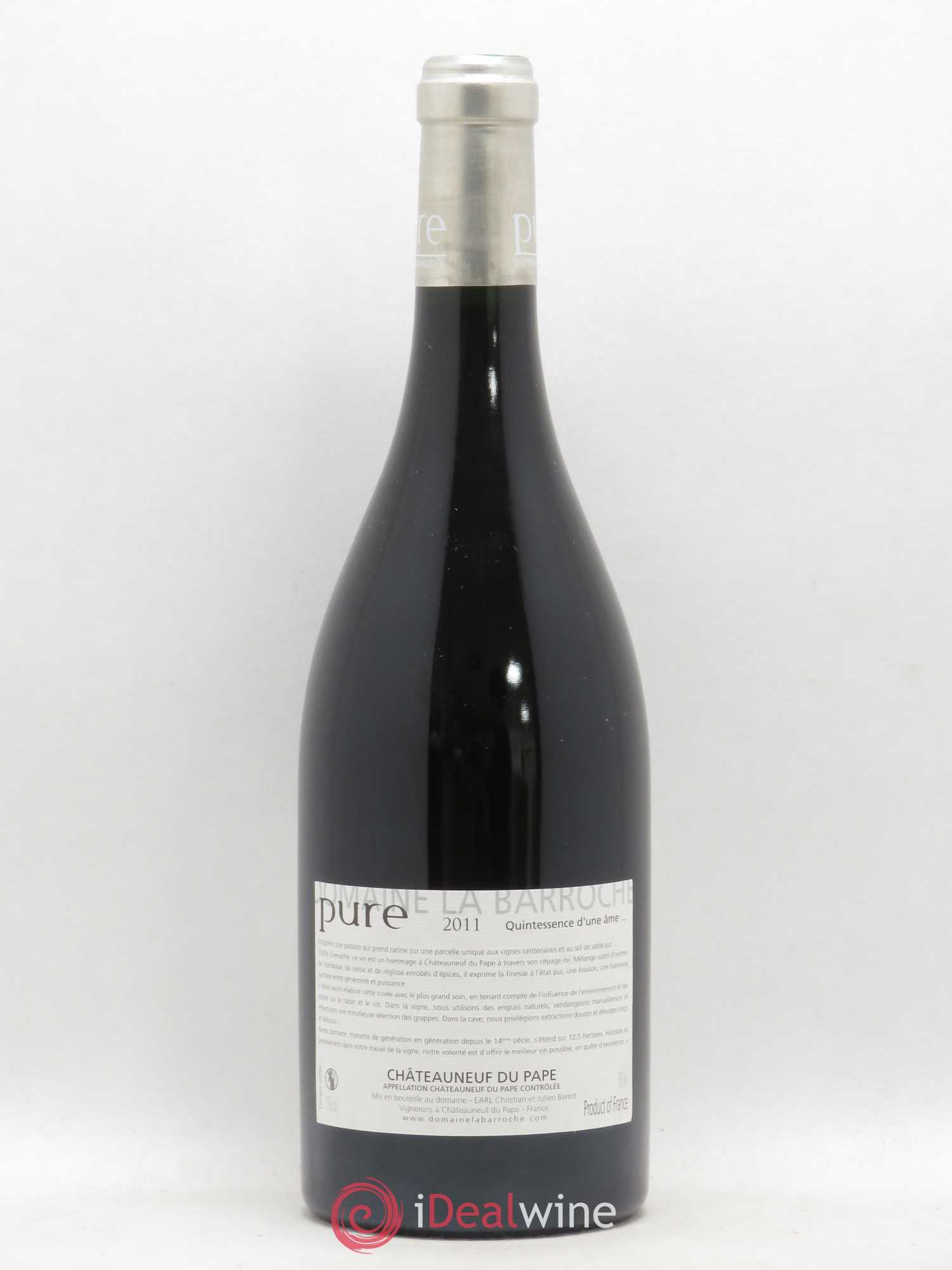 Châteauneuf-du-Pape Cuvée Pure Domaine La Barroche 2011 - Lot de 1 bouteille - 1