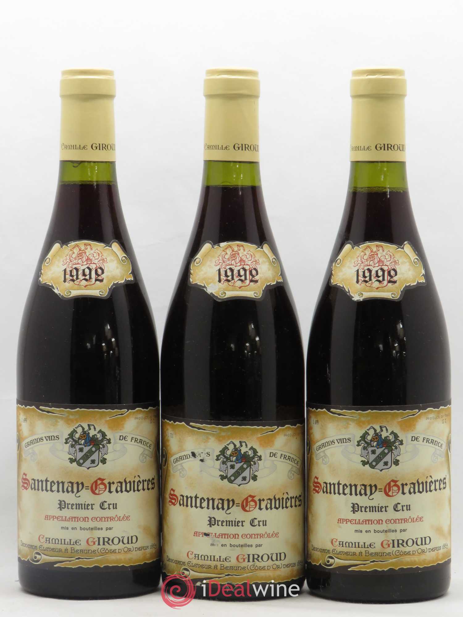 Santenay 1er Cru Gravières Camille Giroud (sans prix de réserve) 1992 - Posten von 3 Flaschen - 0