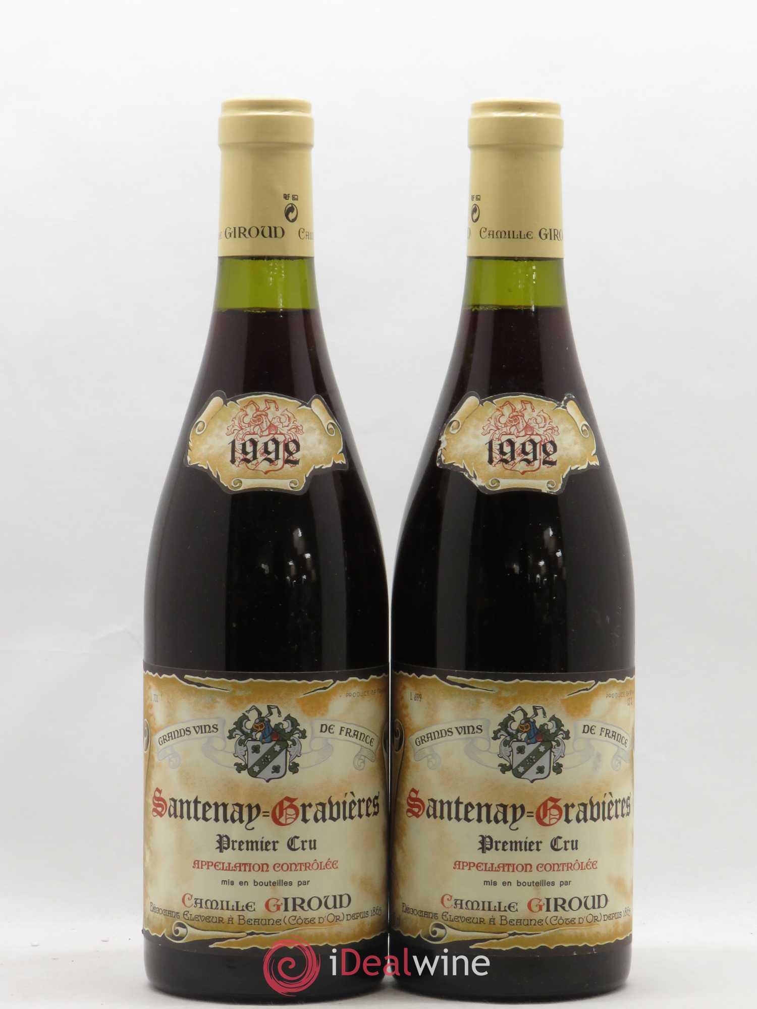 Santenay 1er Cru Gravières Camille Giroud 1992 - Posten von 2 Flaschen - 0