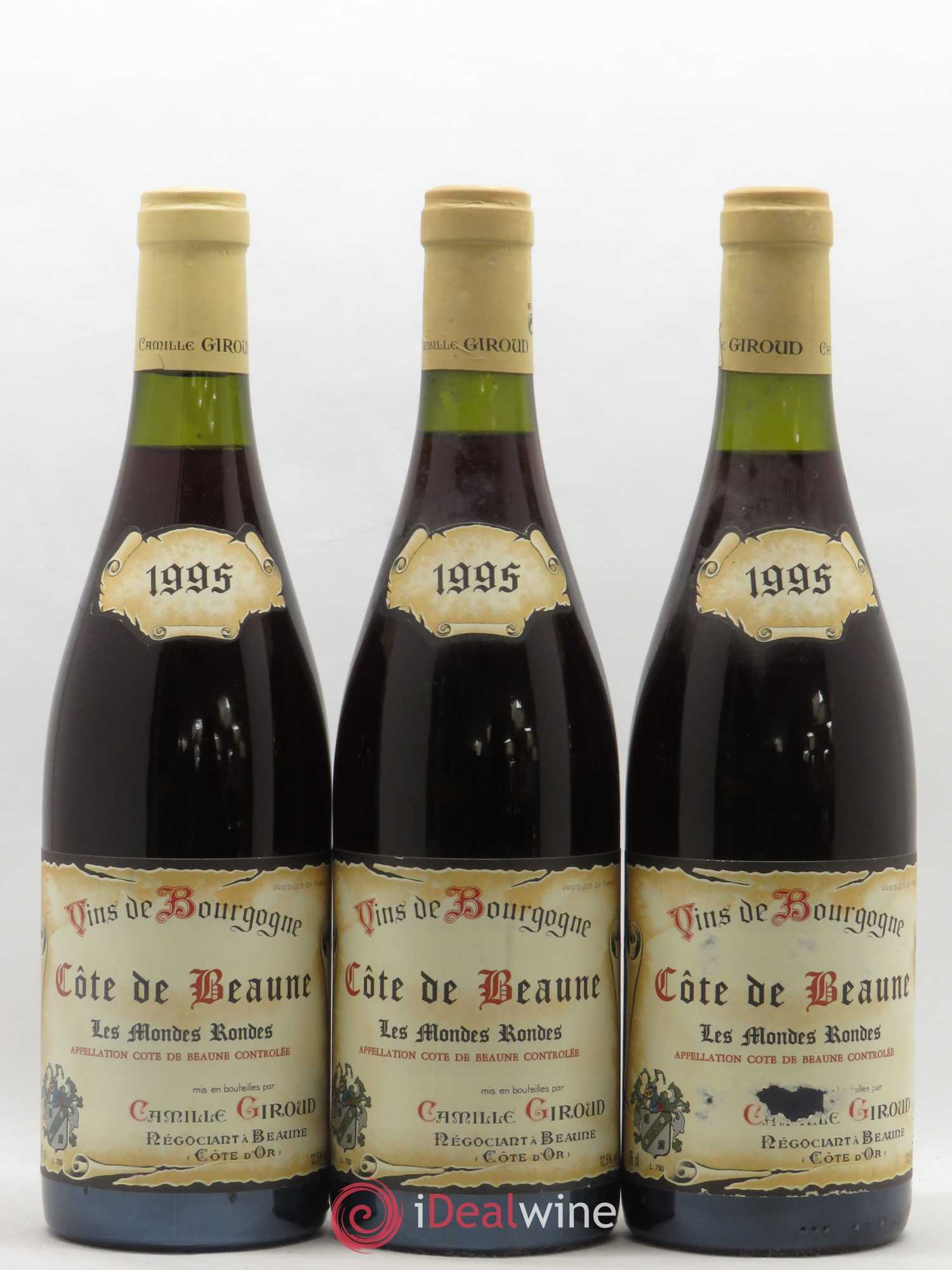 Côte de Beaune-Villages Les Mondes Rondes Camille Giroud (sans prix de réserve) 1995 - Posten von 3 Flaschen - 0