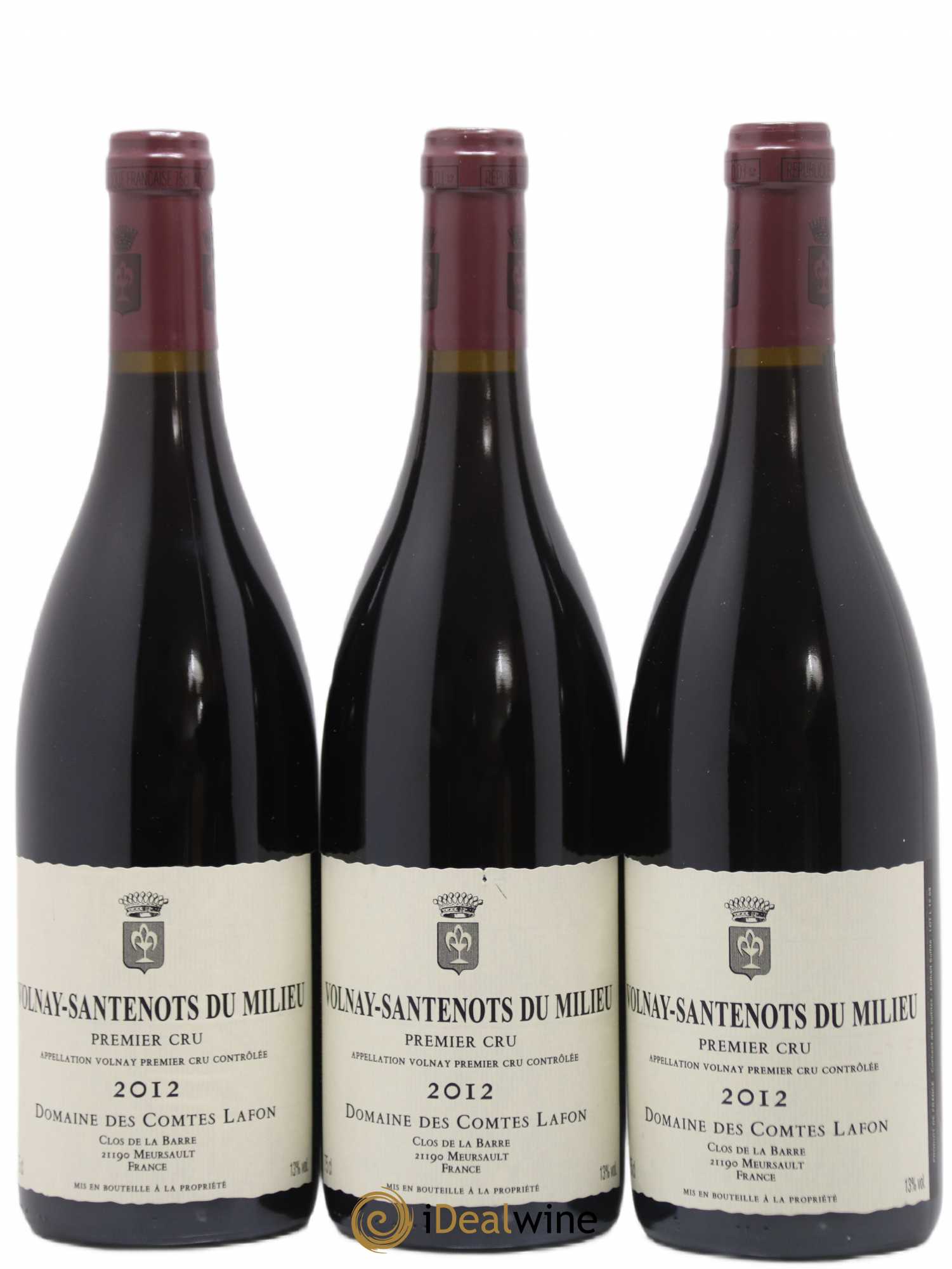 Volnay 1er Cru Santenots du Milieu Comtes Lafon (Domaine des) 2012 - Lot de 3 bouteilles - 0