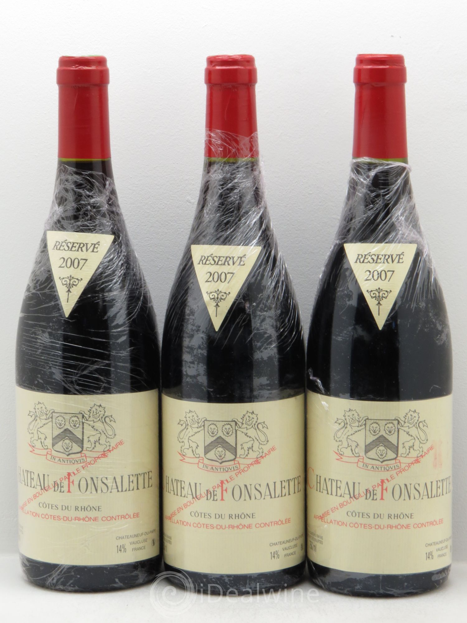 Côtes-du-Rhône Château de Fonsalette Emmanuel Reynaud 2007 - Lot de 3 bouteilles - 0