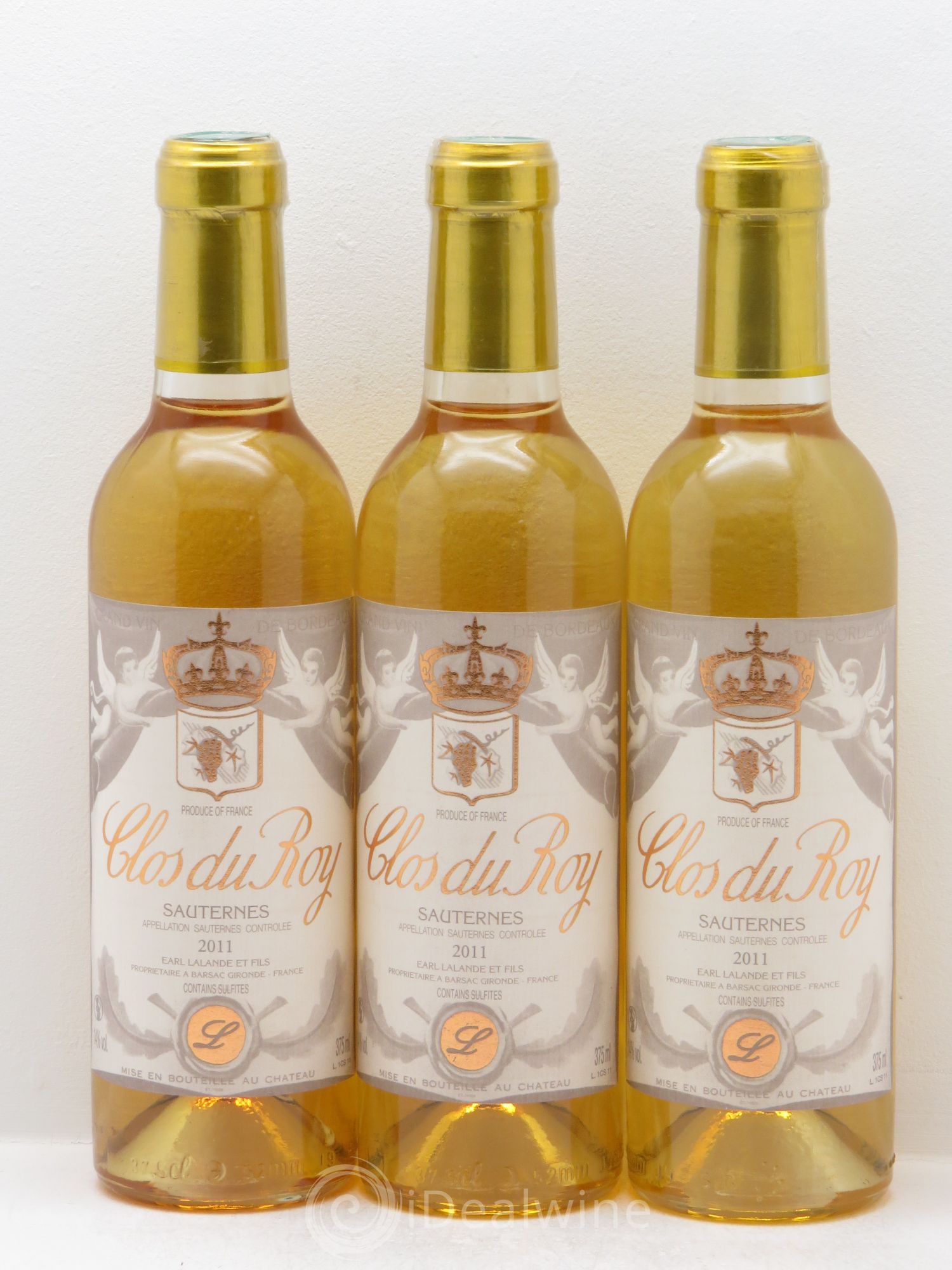 Sauternes Clos du Roy (sans prix de réserve) 2011 - Posten von 3 Demi-Flaschen - 0