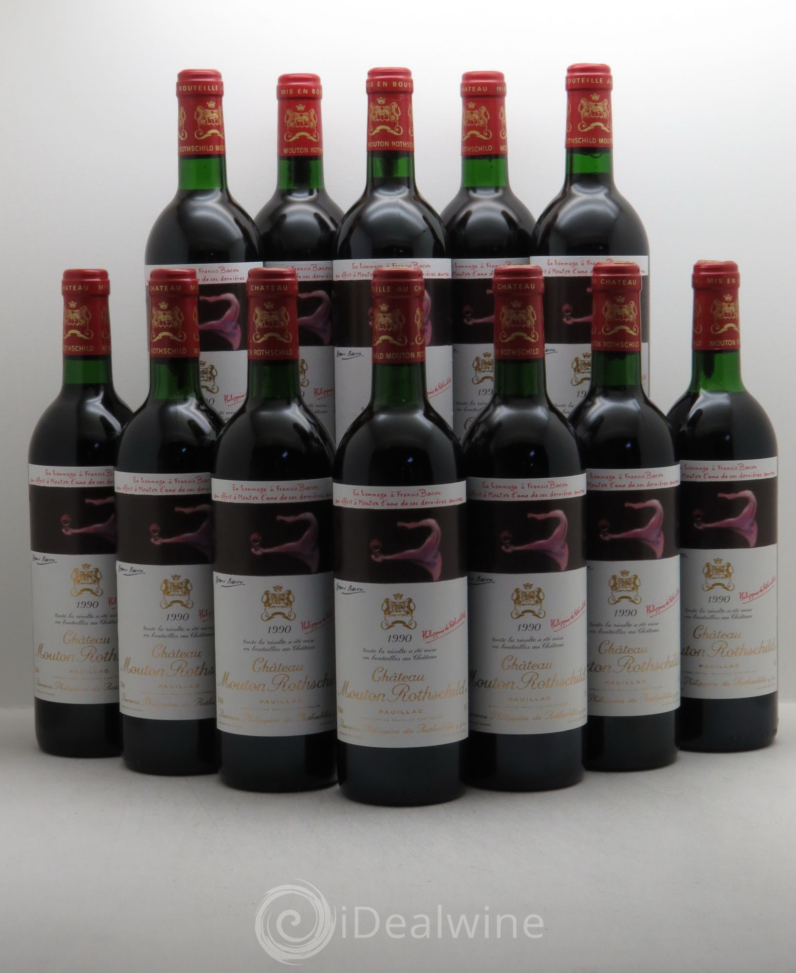 Château Mouton Rothschild 1er Grand Cru Classé 1990 - Lot de 12 bouteilles - 0