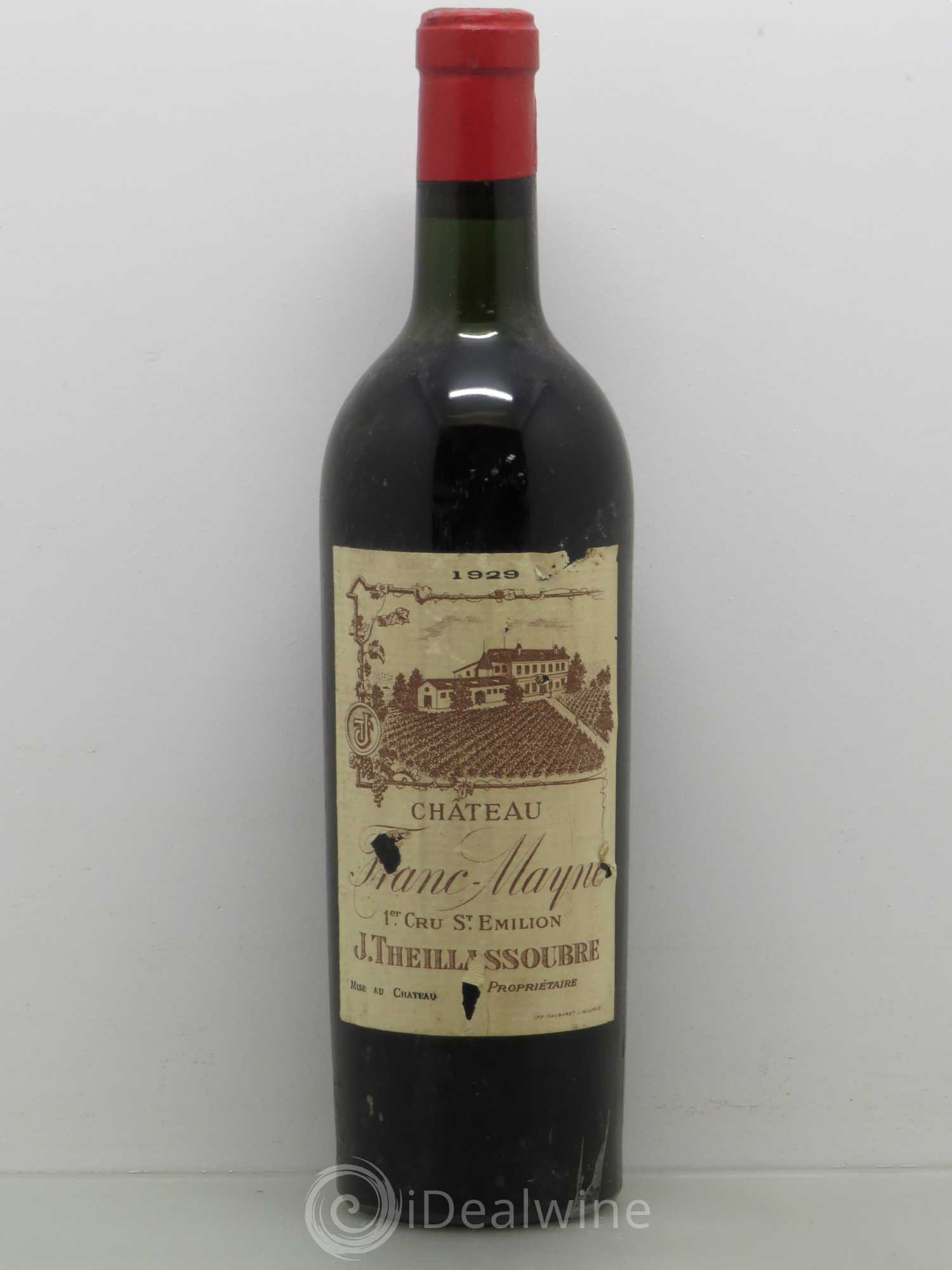 Château Franc Mayne Grand Cru Classé 1929 - Lot de 1 bouteille - 0