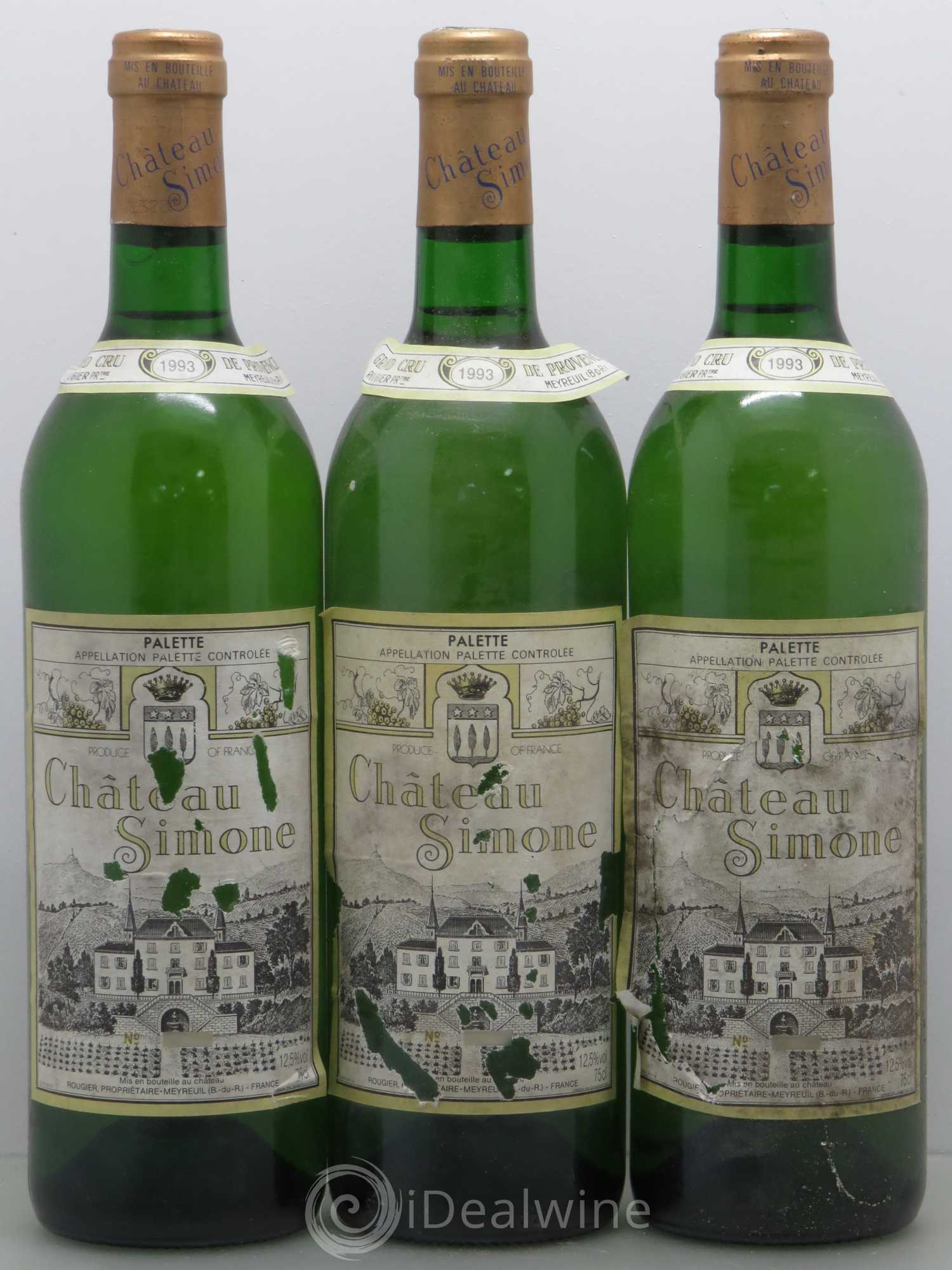 Palette Château Simone Famille Rougier 1993 - Lot de 3 bouteilles - 0