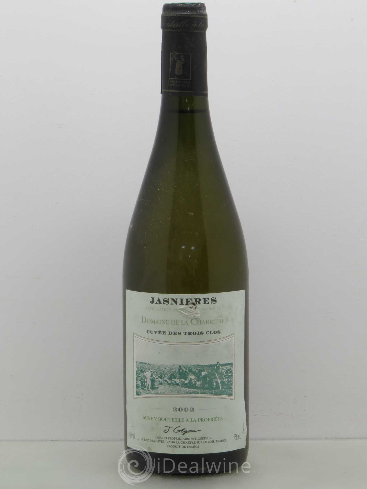 Jasnières Cuvee Des Trois Clos Domaine Charriere (sans prix de réserve) 2002 - Posten von 1 Flasche - 0