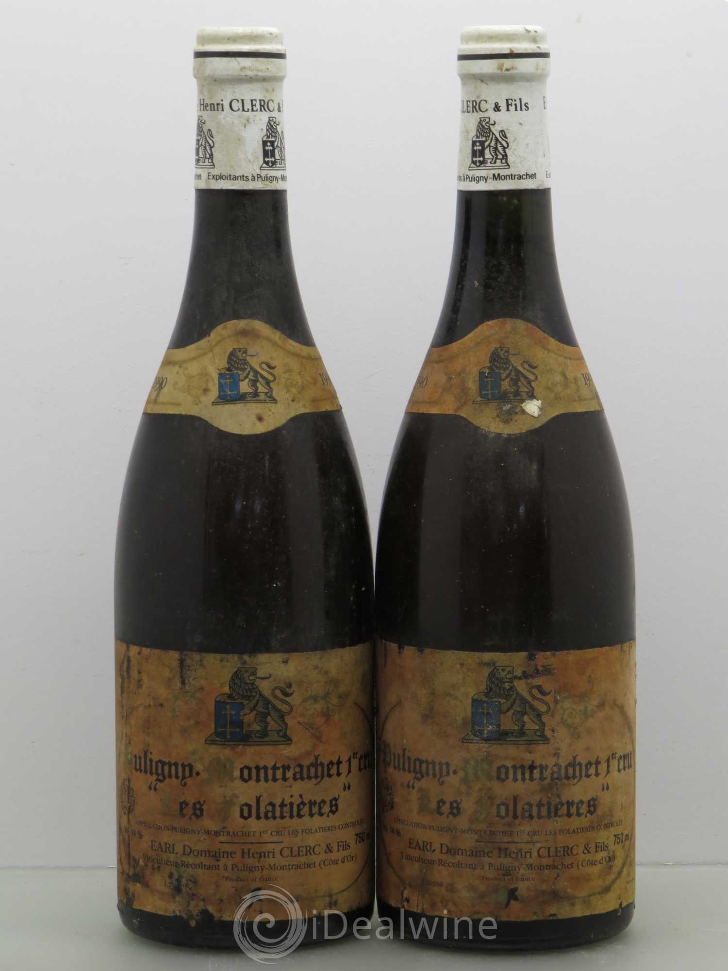 Puligny-Montrachet 1er Cru Les Folatieres Henri Clerc 1990 - Posten von 2 Flaschen - 0