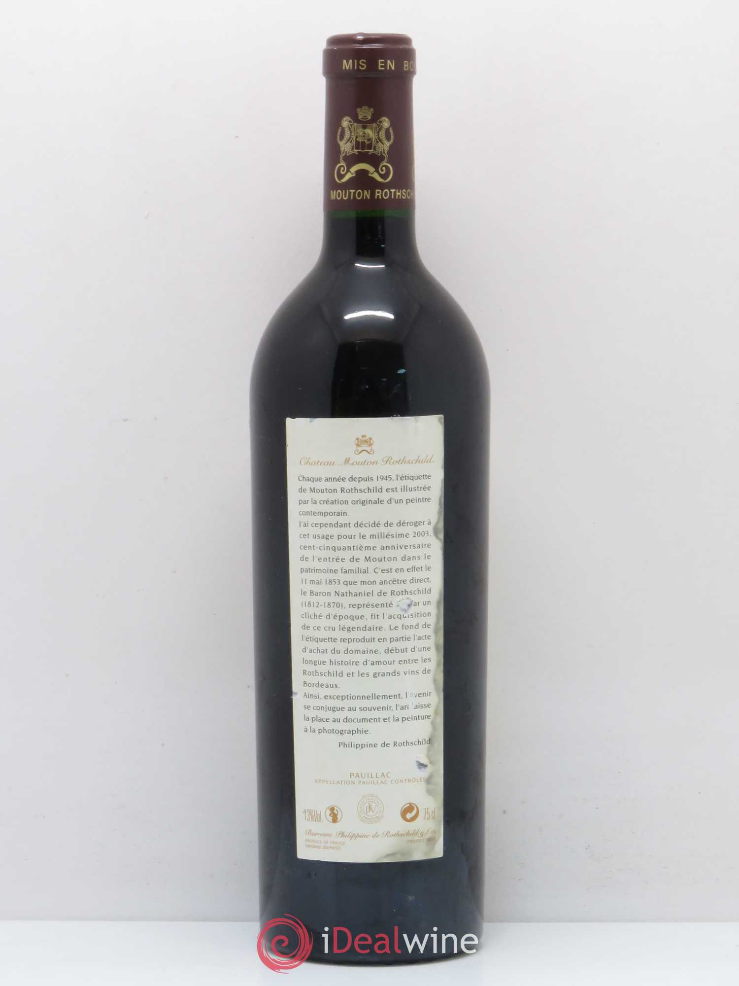 Château Mouton Rothschild 1er Grand Cru Classé 2003 - Lot de 1 bouteille - 1