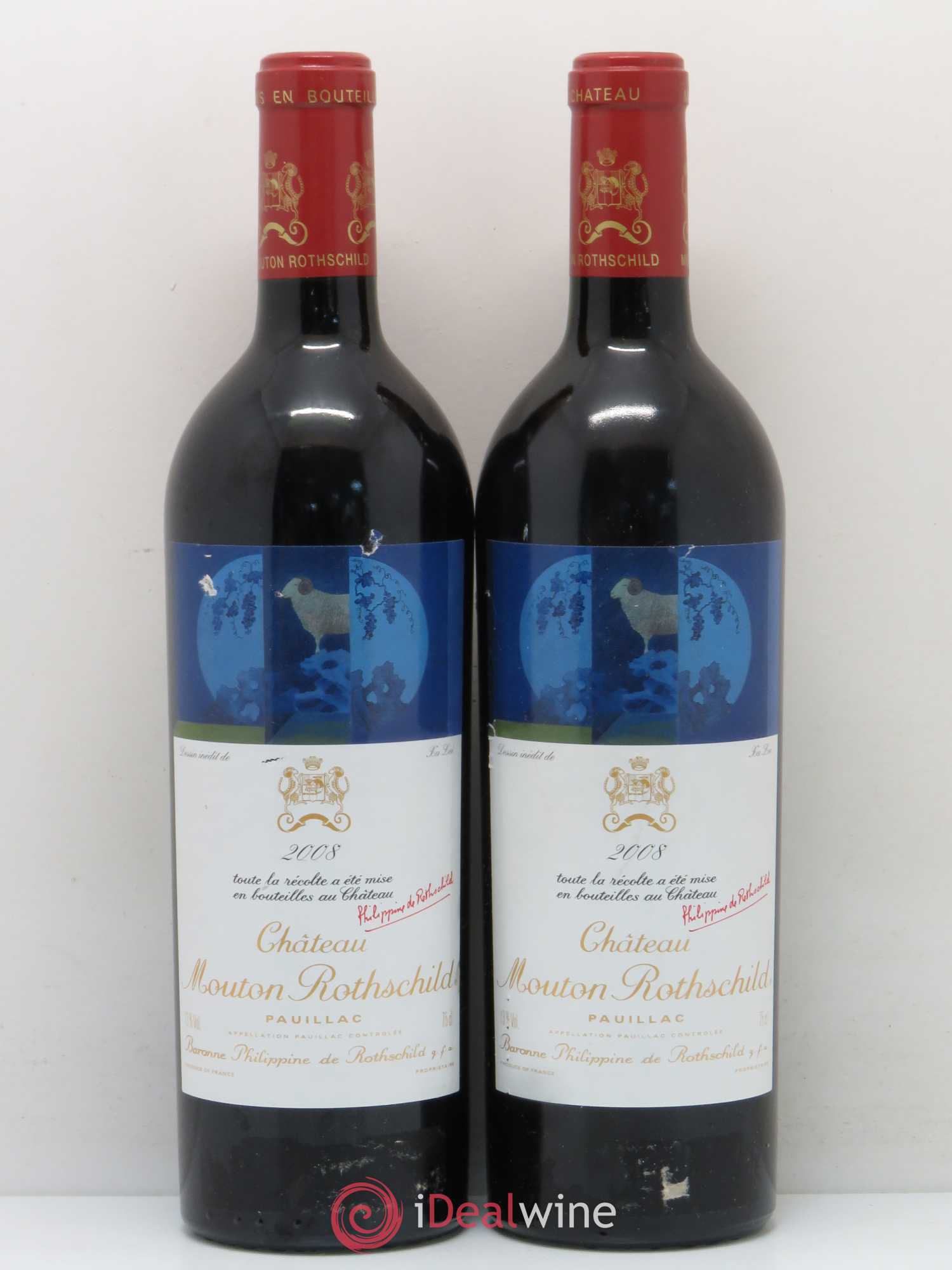 Château Mouton Rothschild 1er Grand Cru Classé 2008 - Lot de 2 bouteilles - 0