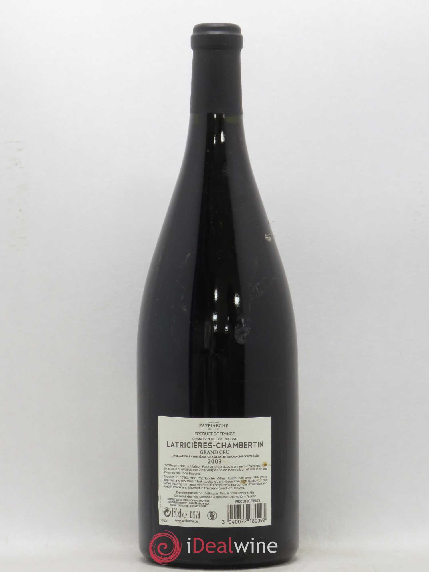 Latricières-Chambertin Grand Cru Patriarche 2003 - Lot de 1 magnum - 1