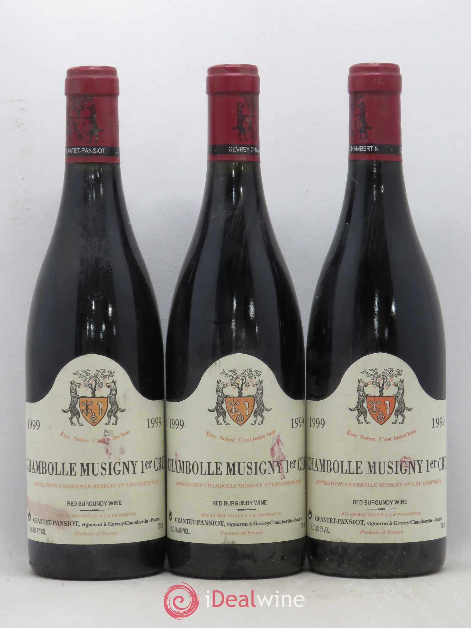 Chambolle-Musigny 1er Cru Geantet-Pansiot 1999 - Lot de 3 bouteilles - 0