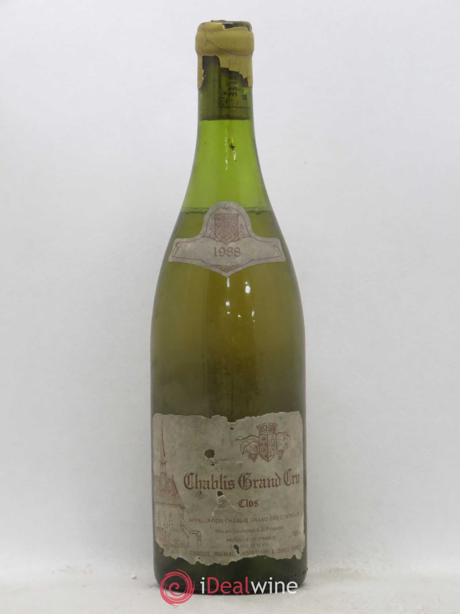 Chablis Grand Cru Clos Raveneau (Domaine) 1988 - Posten von 1 Flasche - 0
