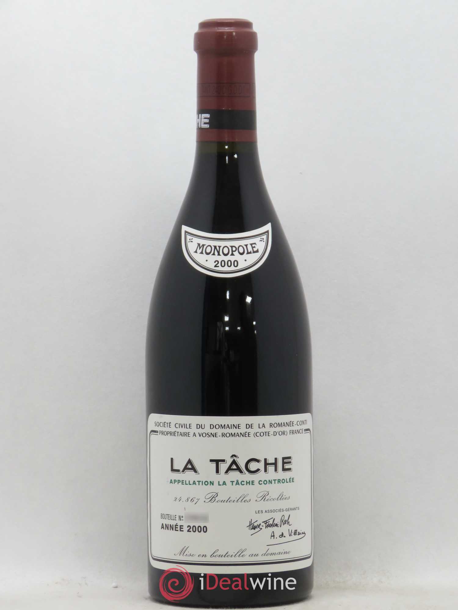 La Tâche Grand Cru Domaine de la Romanée-Conti 2000 - Lot de 1 bouteille - 0
