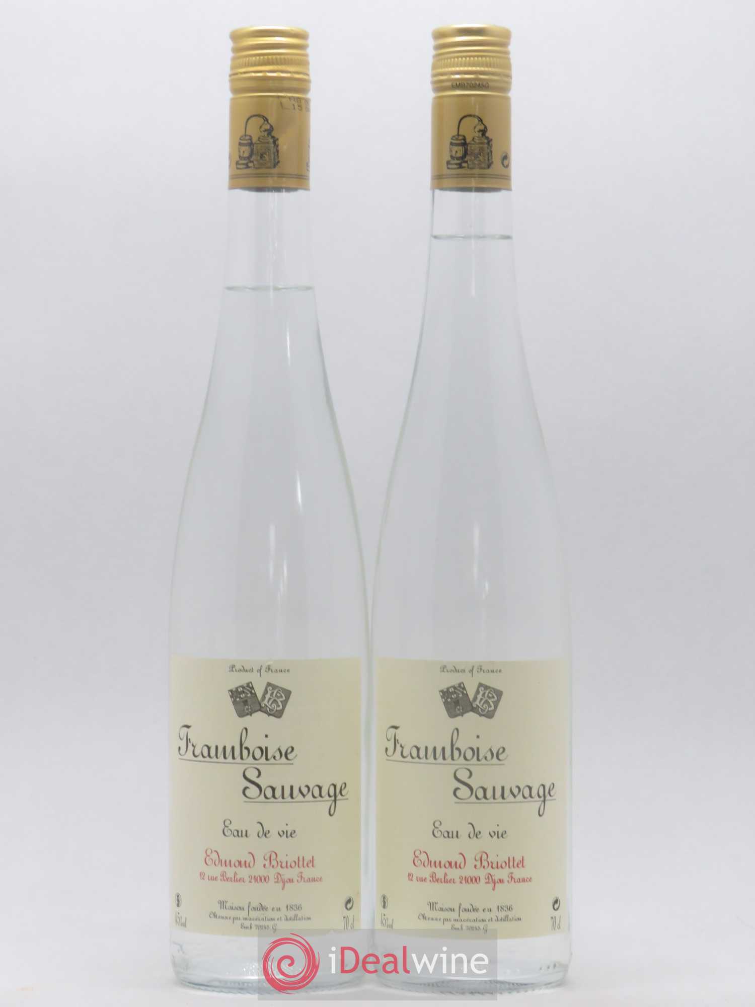 Alcools divers Eau de Vie de Framboise Sauvage Edmond Briottet - Lotto di 2 bottiglie - 0