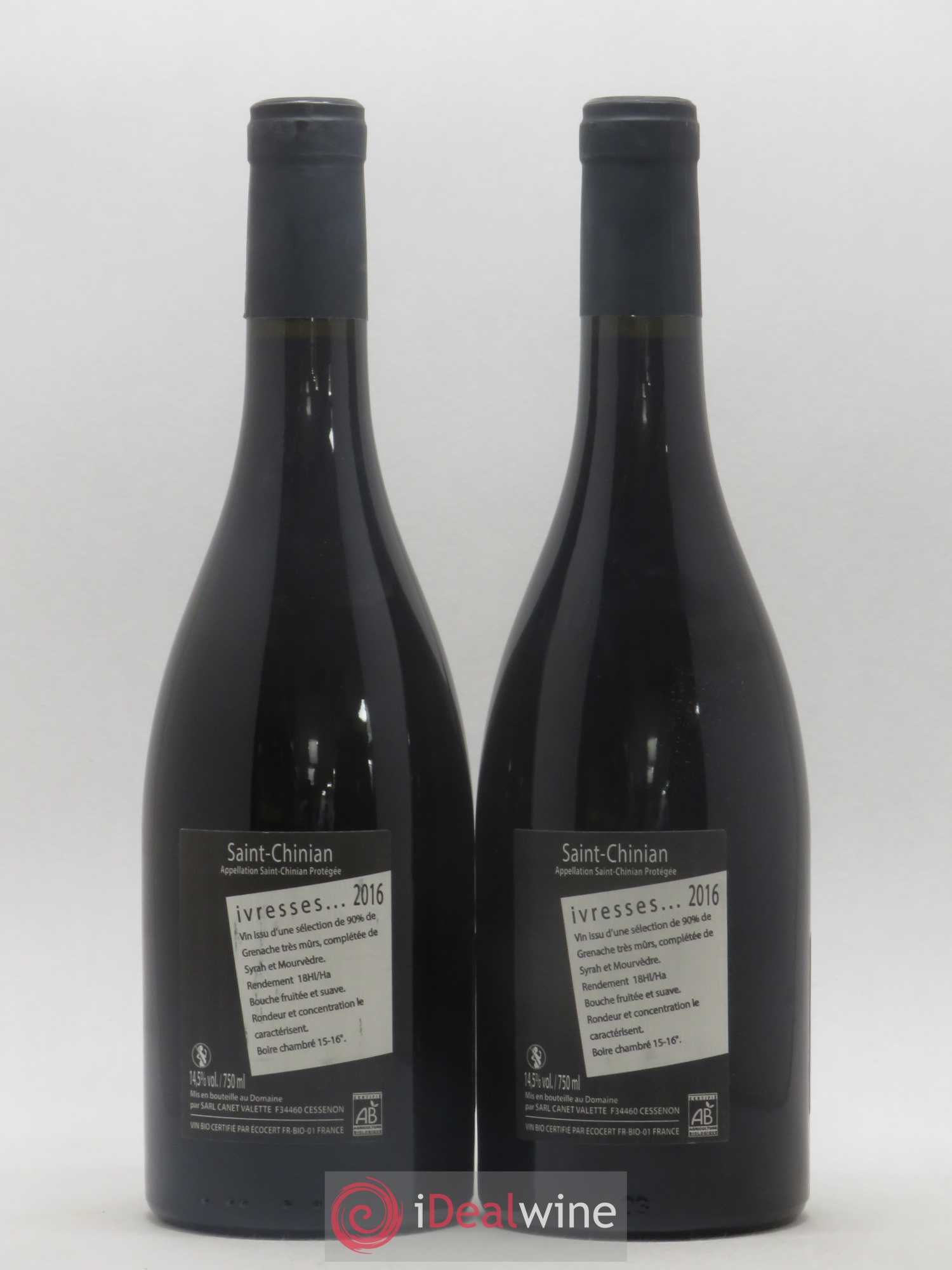 Saint-Chinian Ivresses Canet-Valette (Domaine) 2016 - Lot de 2 bouteilles - 1