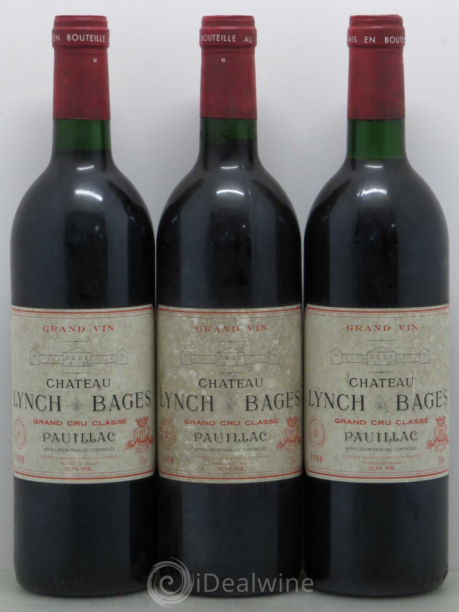 Château Lynch Bages 5ème Grand Cru Classé 1988 - Lot de 3 bouteilles - 0