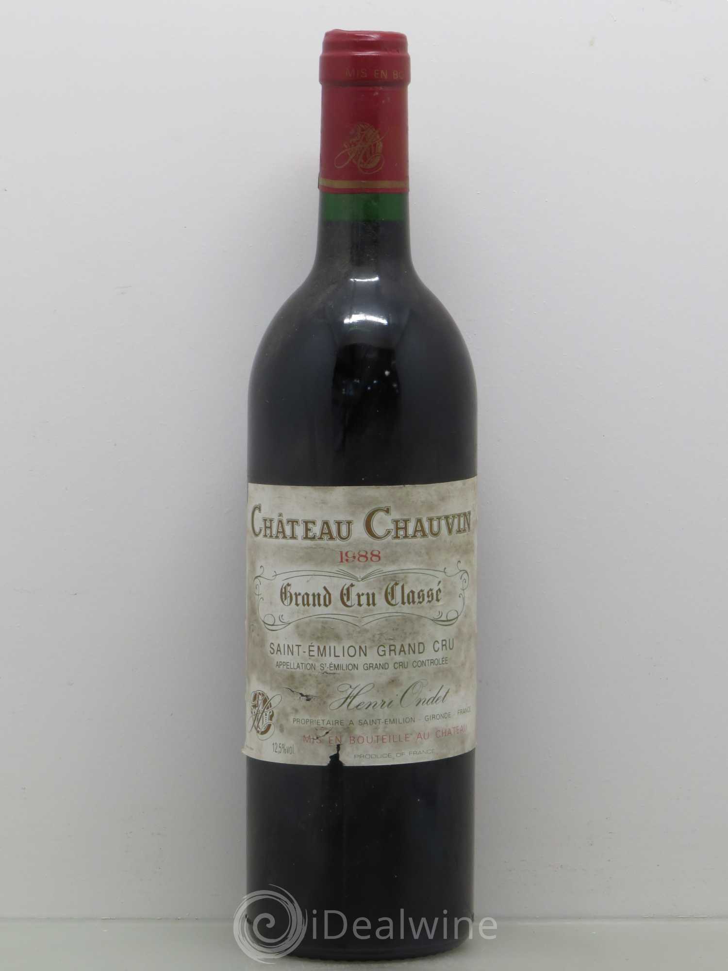 Château Chauvin Grand Cru Classé 1988 - Lot de 1 bouteille - 0