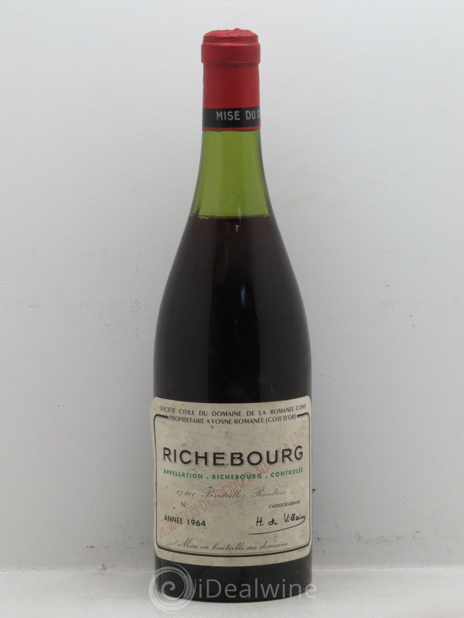 Richebourg Grand Cru Domaine de la Romanée-Conti 1964 - Lot de 1 bouteille - 0