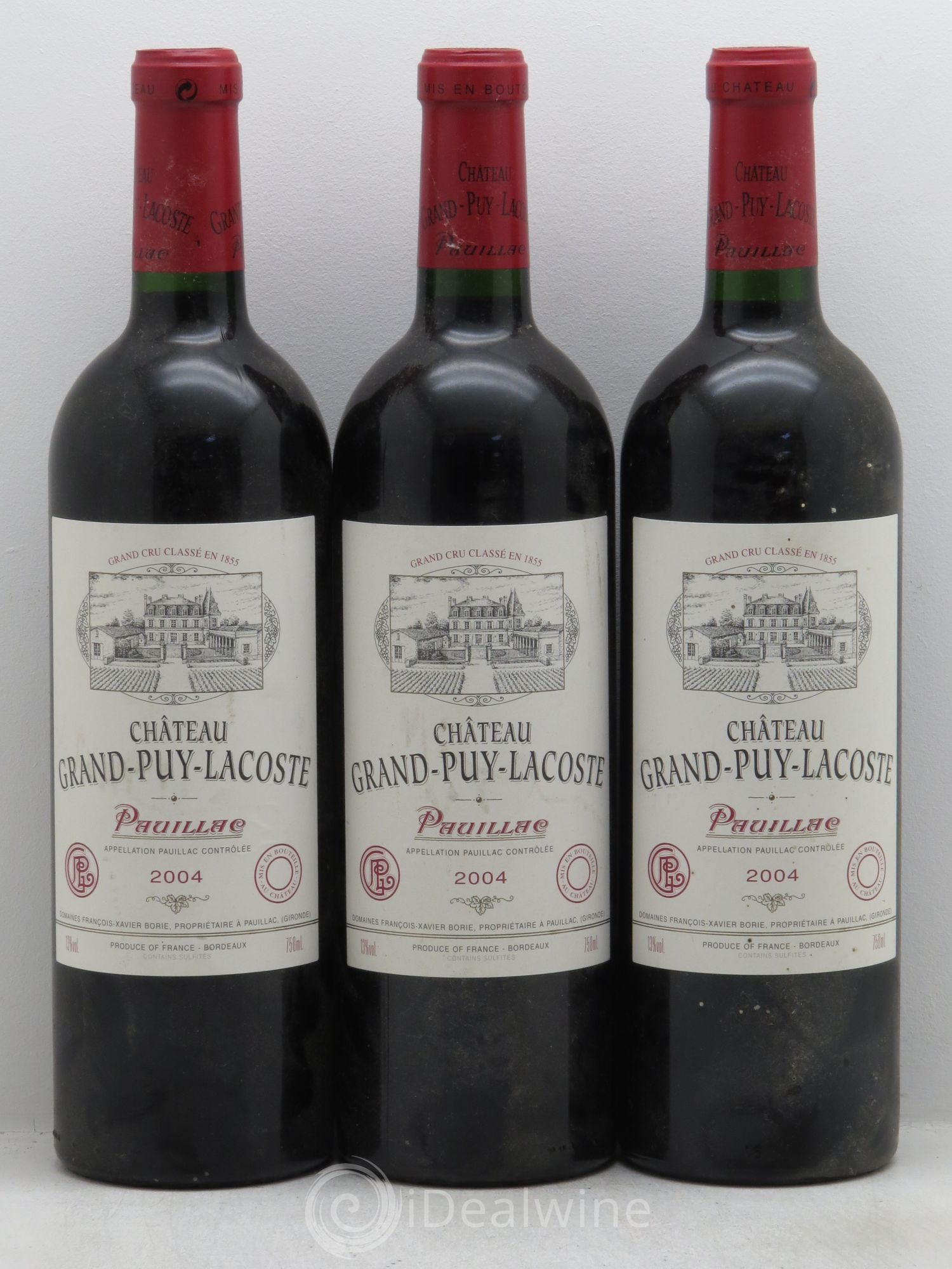 Château Grand Puy Lacoste 5ème Grand Cru Classé 2004 - Lot de 3 bouteilles - 0