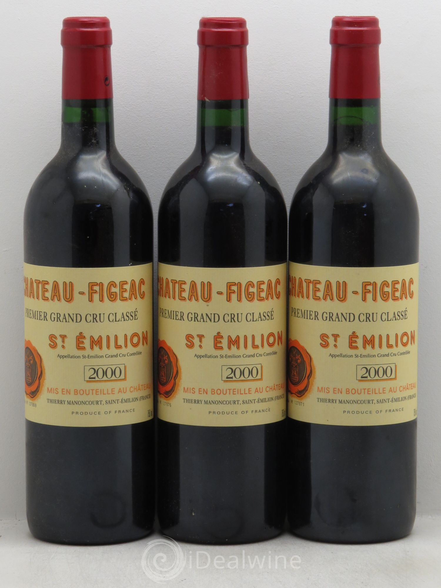 Château Figeac 1er Grand Cru Classé A 2000 - Lot de 3 bouteilles - 0