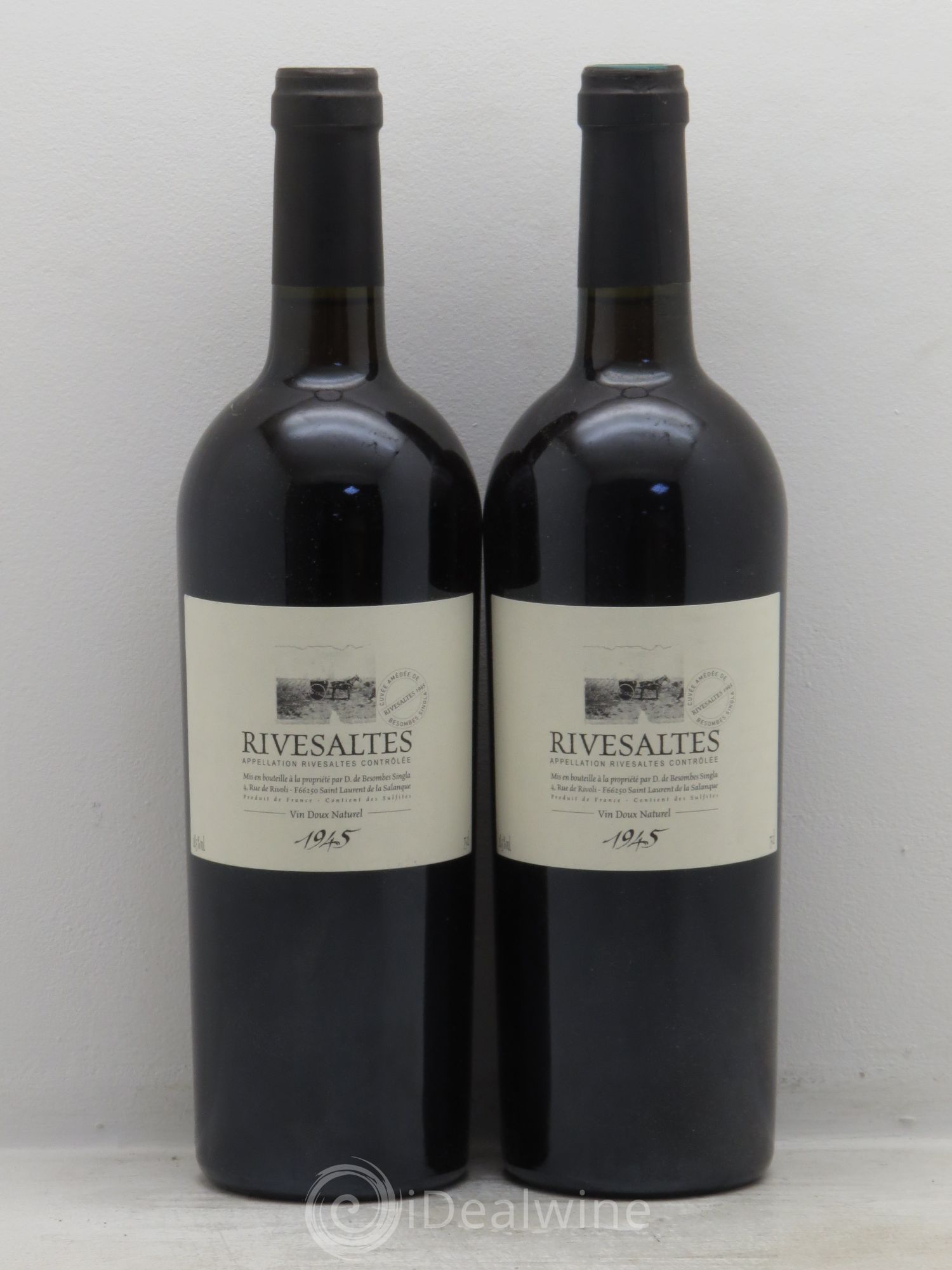 Rivesaltes Amédée de Besombes Singla (Domaine) 1945 - Lot de 2 bouteilles - 0