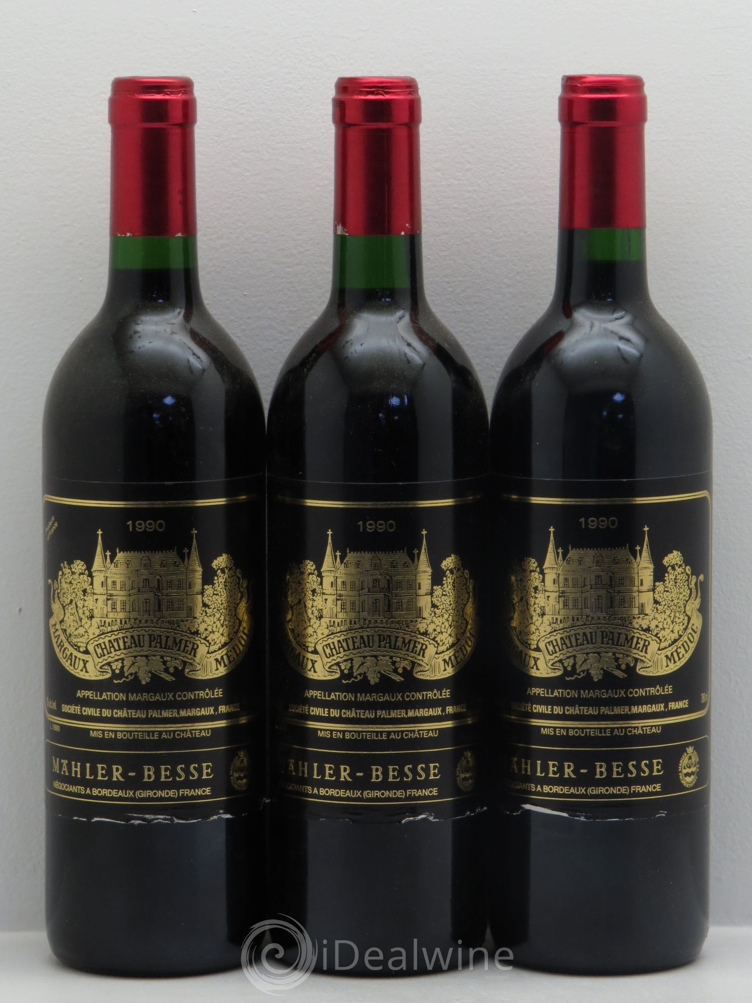 Château Palmer 3ème Grand Cru Classé (Mähler-Besse) 1990 - Lot de 3 bouteilles - 0