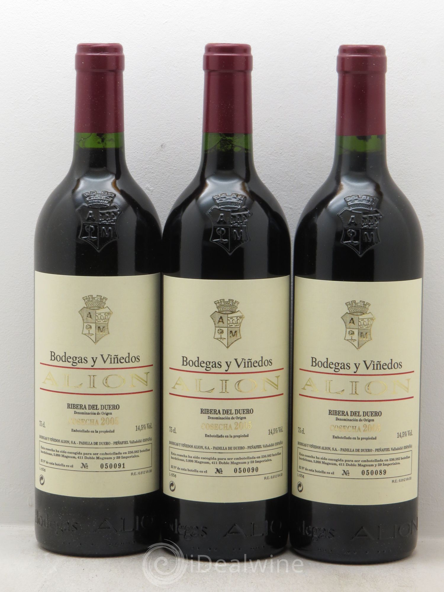 Ribera Del Duero DO Vega Sicilia Alion Famille Alvarez 2005 - Lot de 3 bouteilles - 0