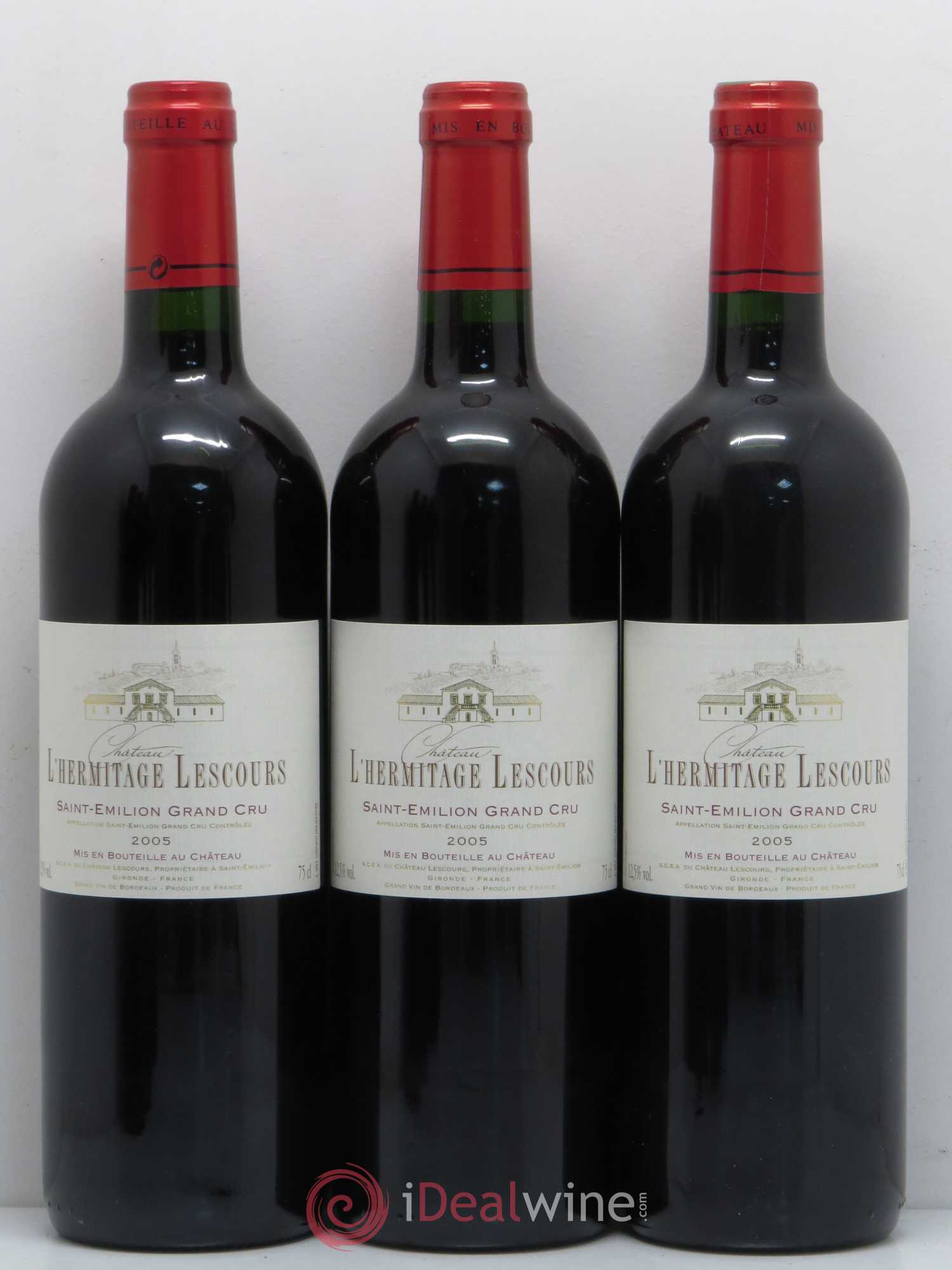 Saint-Émilion Château L'Hermitage Lescours 2005 - Lot de 6 bouteilles - 1