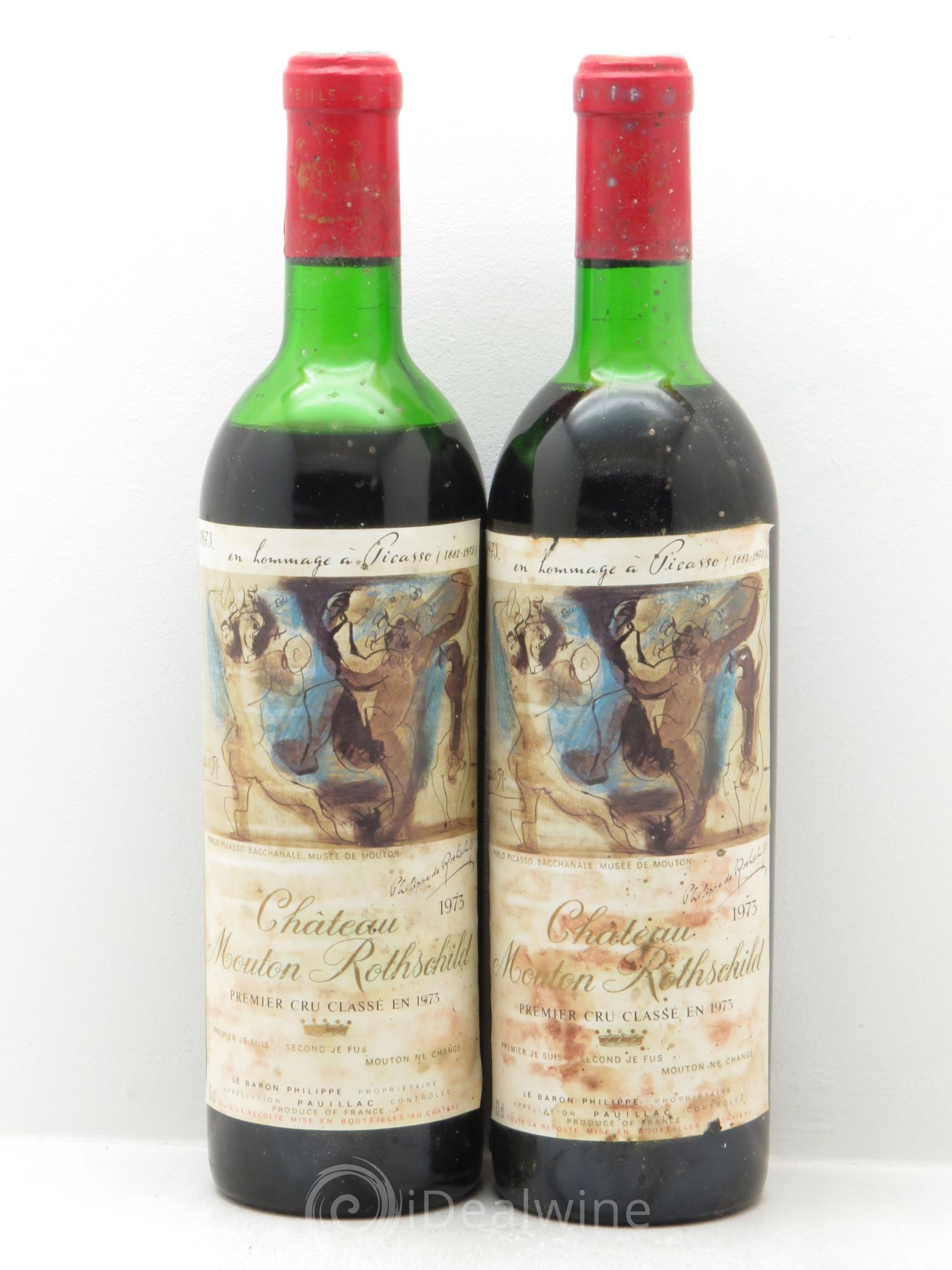 Château Mouton Rothschild 1er Grand Cru Classé 1973 - Lot de 2 bouteilles - 0