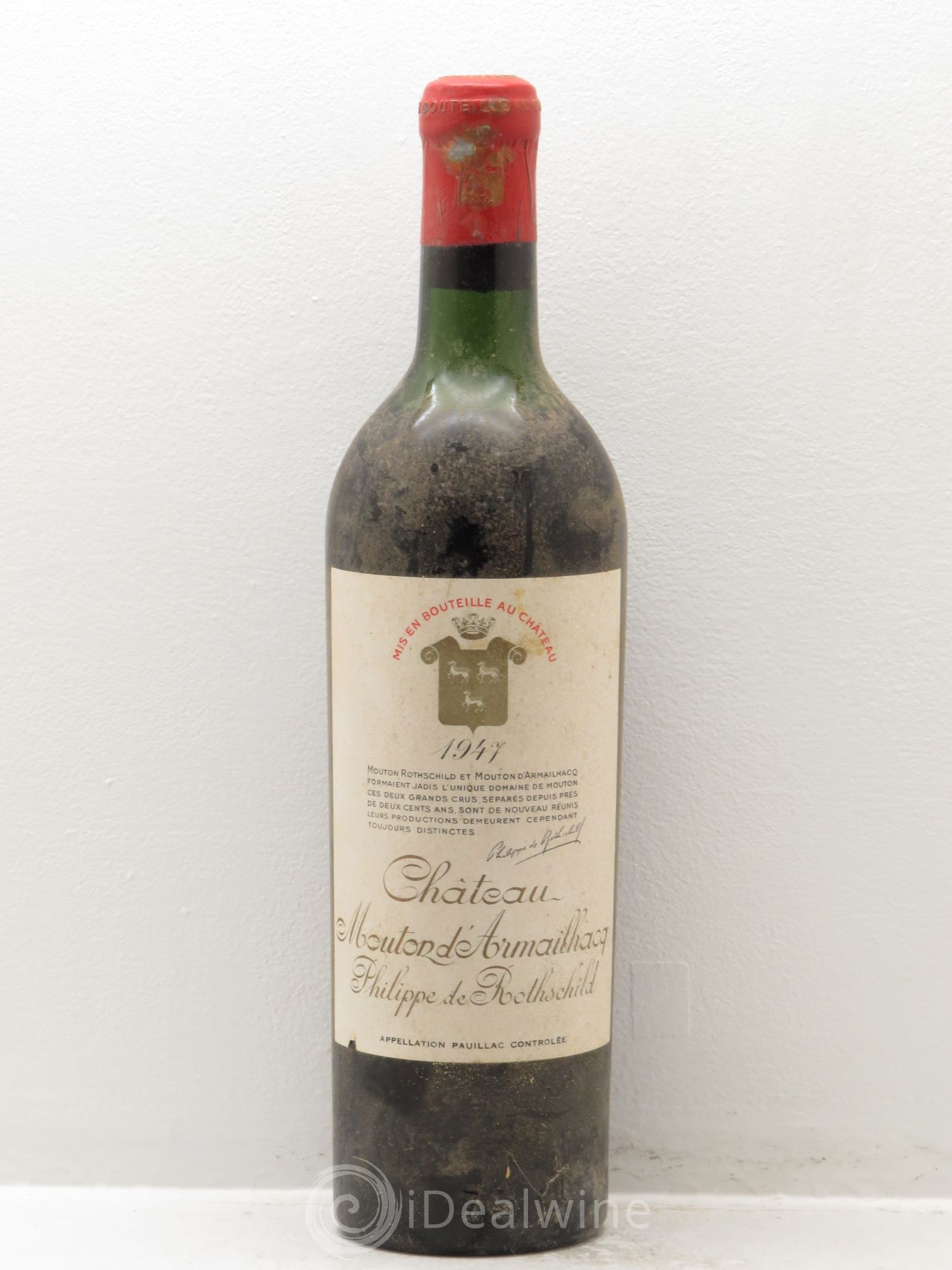 Château d' Armailhac - Mouton Baron(ne) Philippe 5ème Grand Cru Classé 1947 - Lot de 1 bouteille - 0
