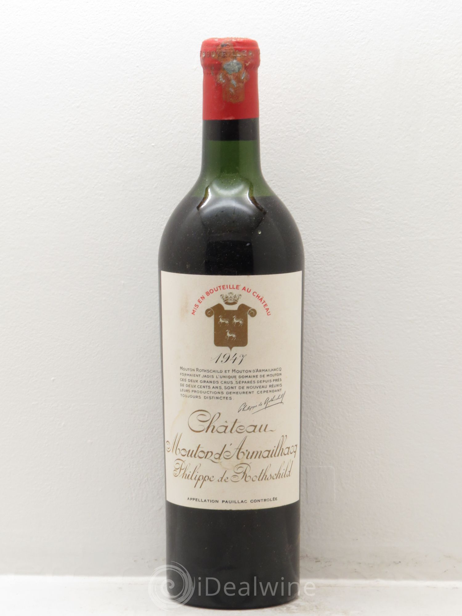 Château d' Armailhac - Mouton Baron(ne) Philippe 5ème Grand Cru Classé 1947 - Lot de 1 bouteille - 0