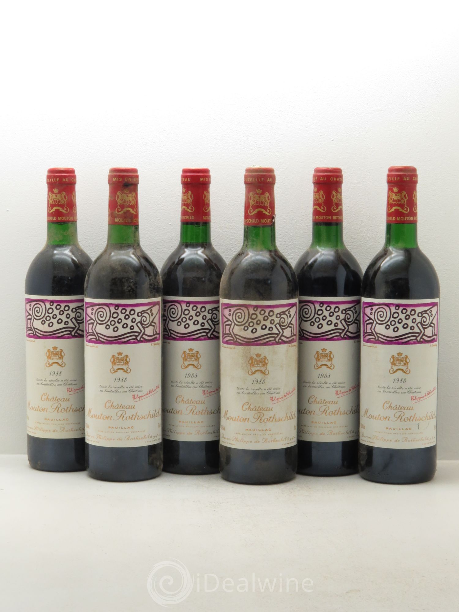 Château Mouton Rothschild 1er Grand Cru Classé 1988 - Lot de 6 bouteilles - 0